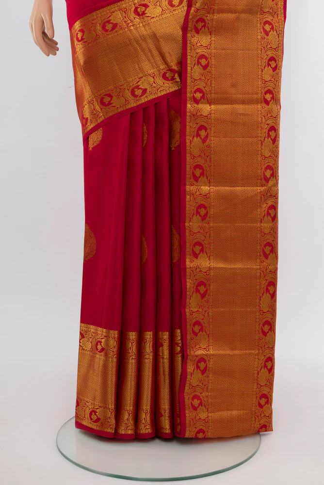 Red Kanchipuram Silk Saree - Image 3