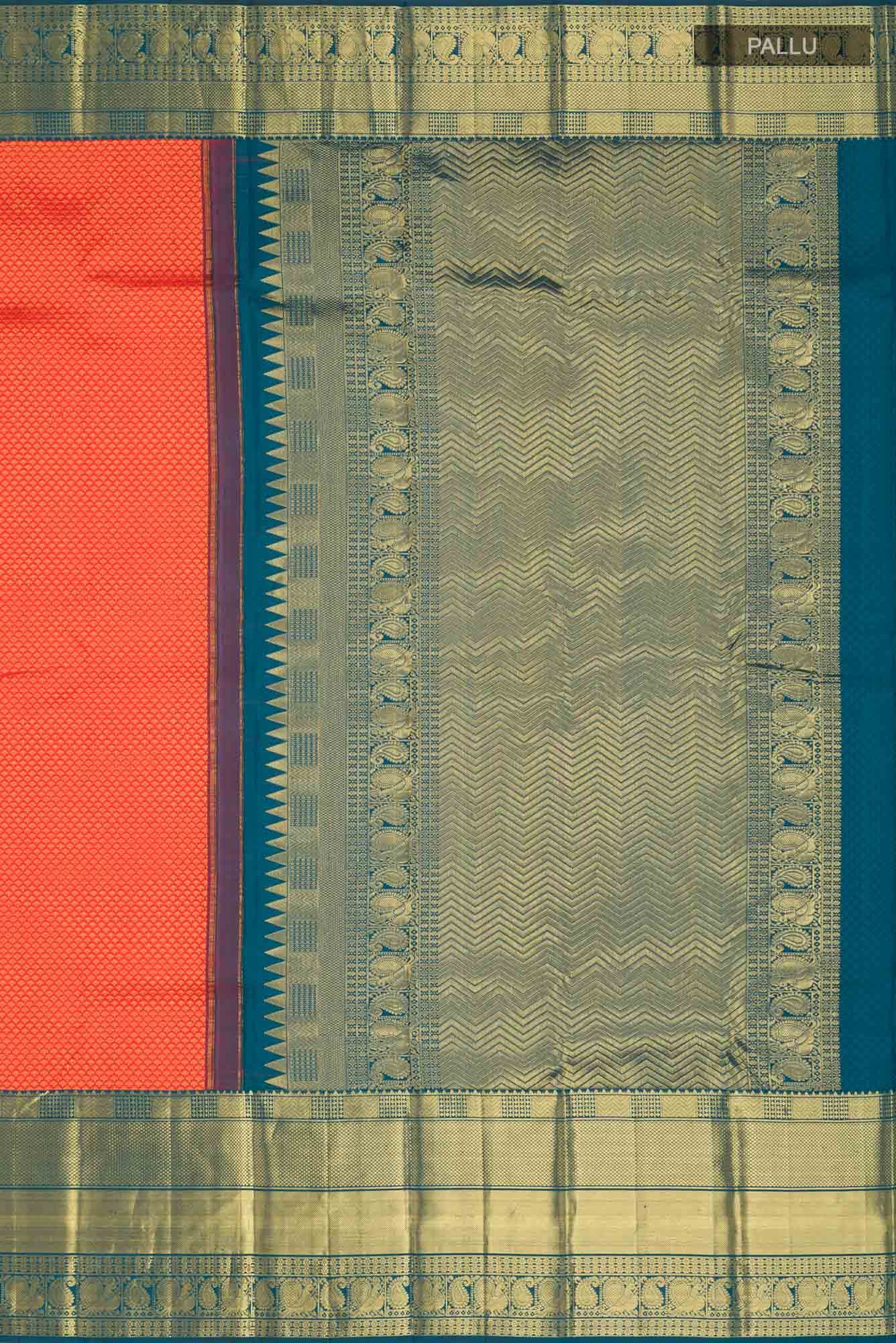 Red Kanchipuram Silk Saree - Image 5
