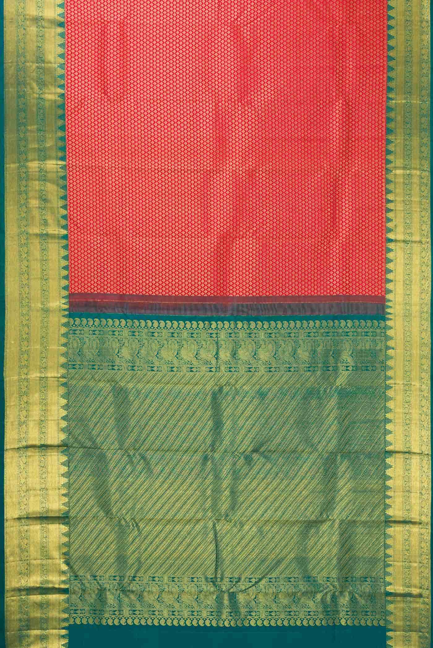 Red Kanchipuram Silk Saree - Image 4