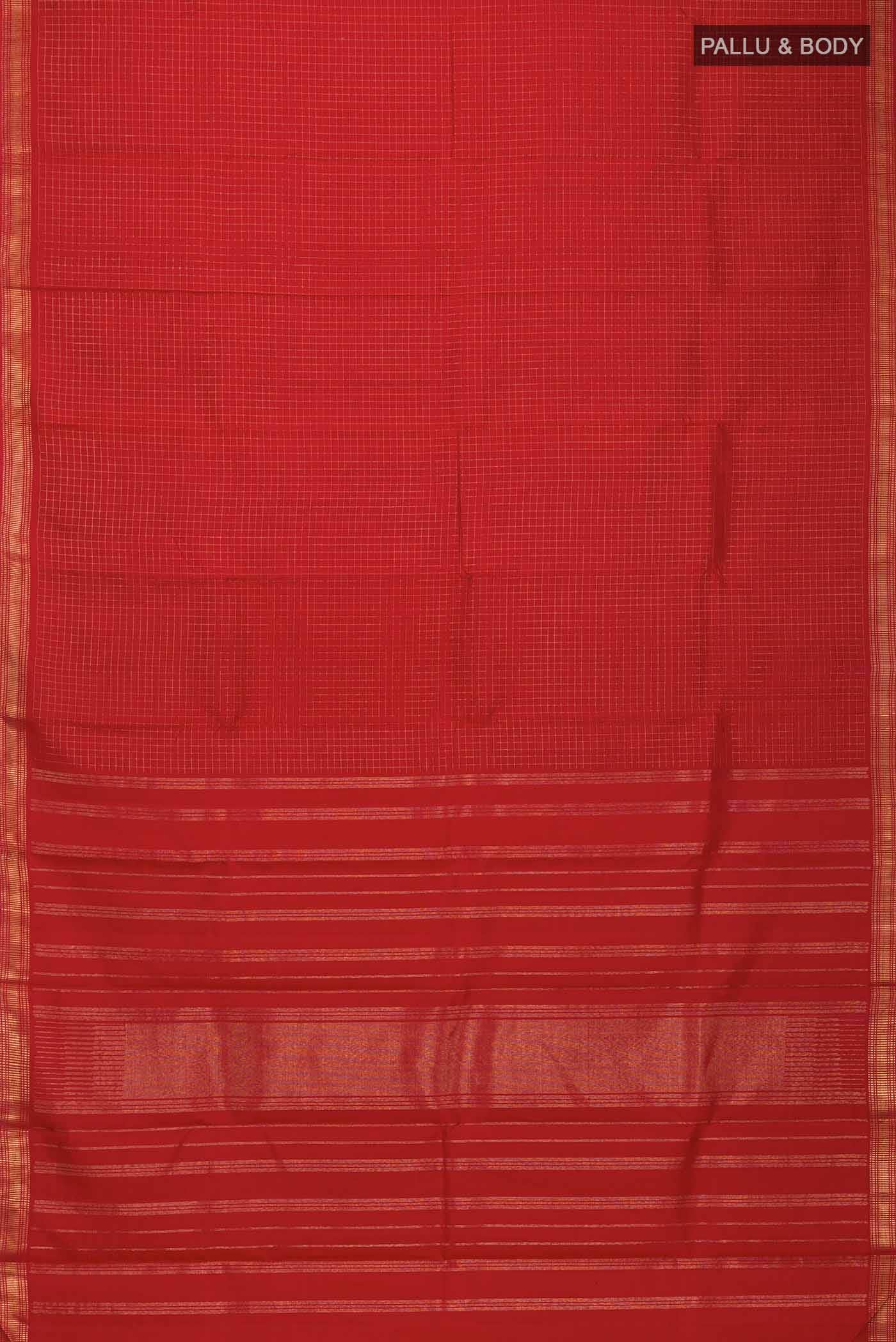 Pure Silk Pure Zari Red Kanchipuram Saree - Image 4