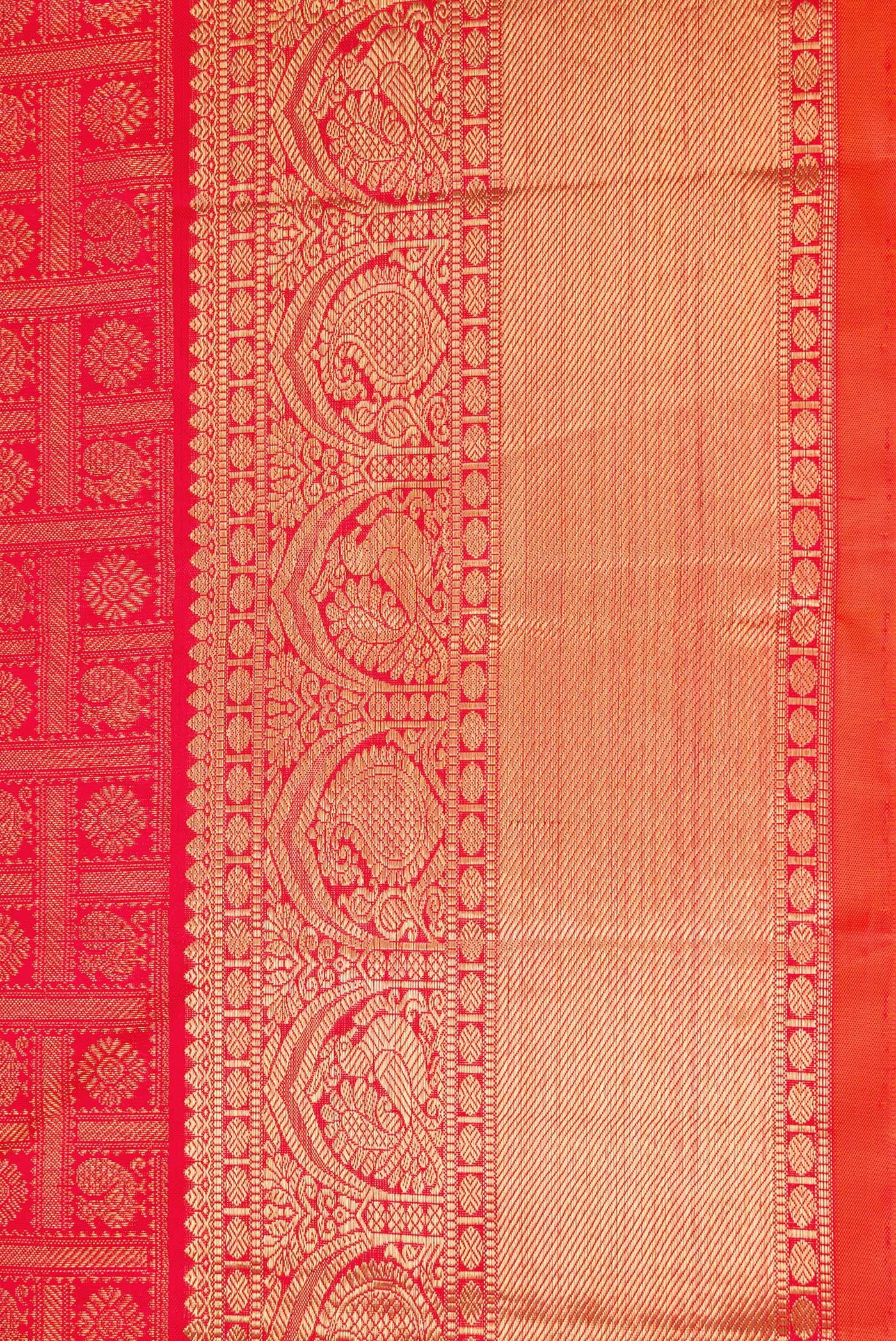 Pure Silk Pure Zari Red Kanjivaram Saree - Image 3