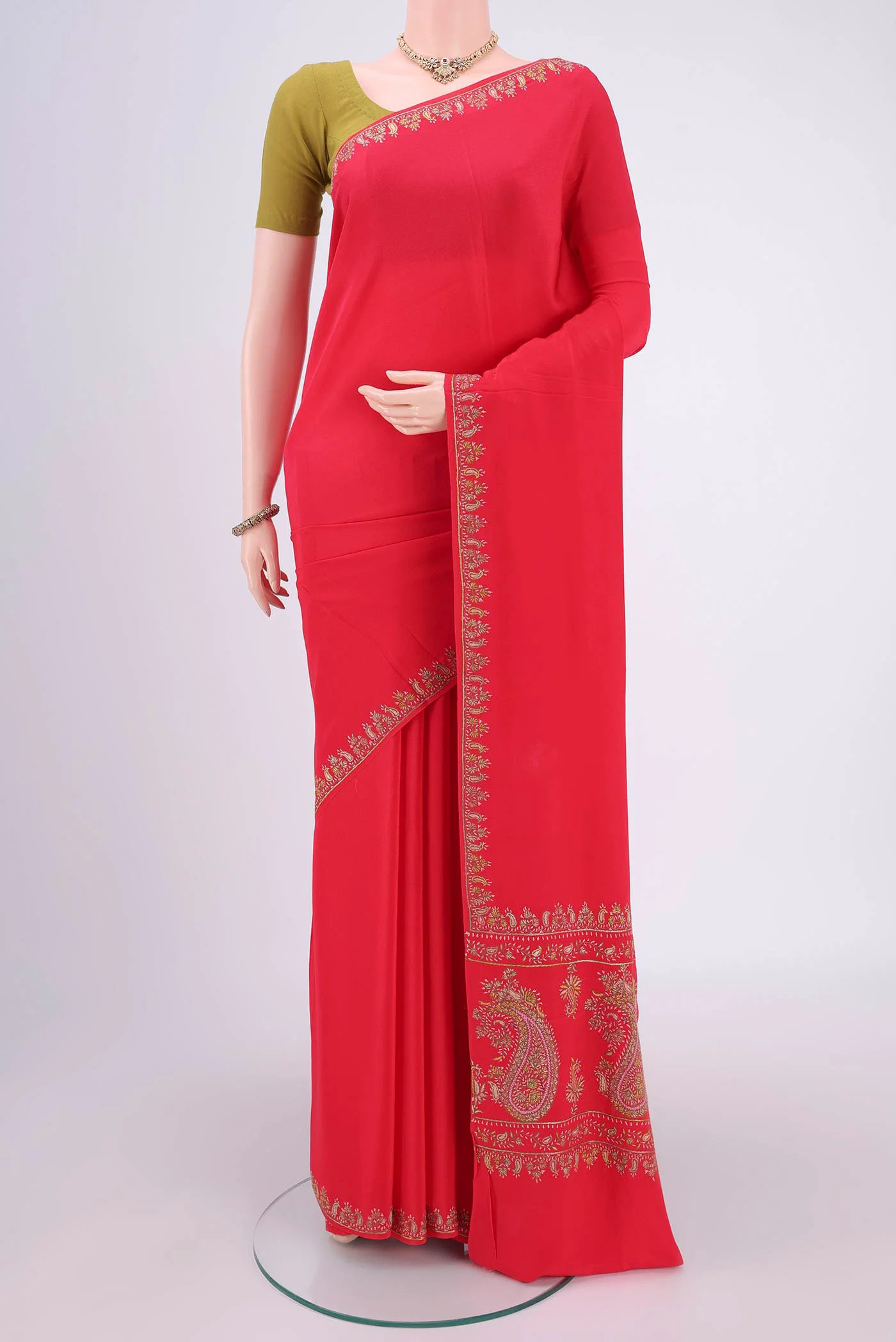 Red Kashmiri Saree