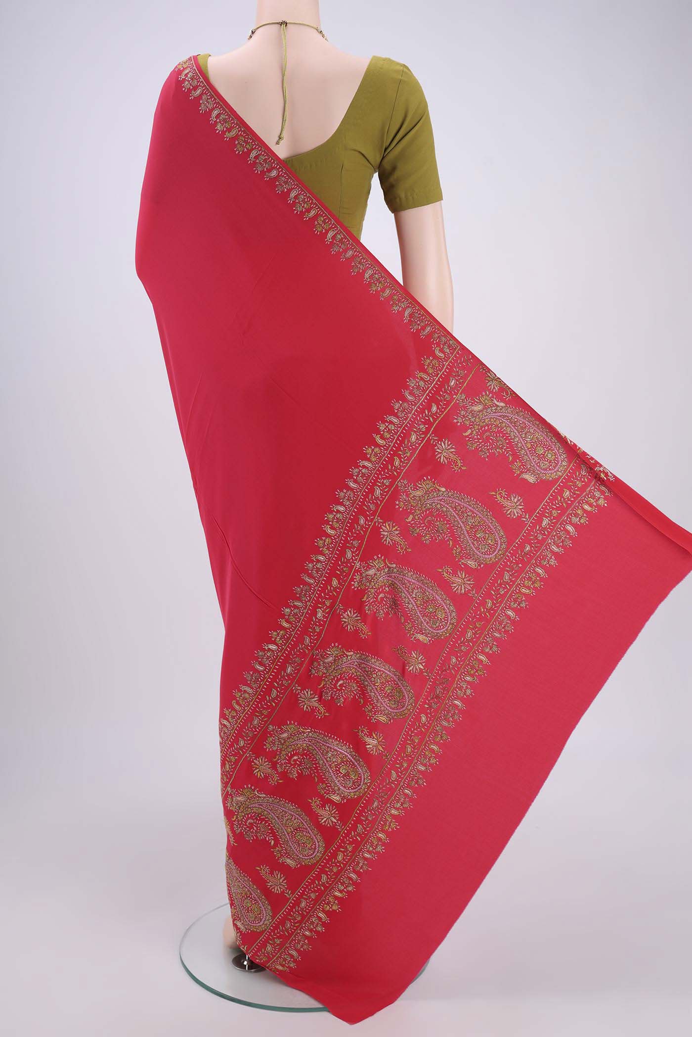 Red Kashmiri Saree - Image 3