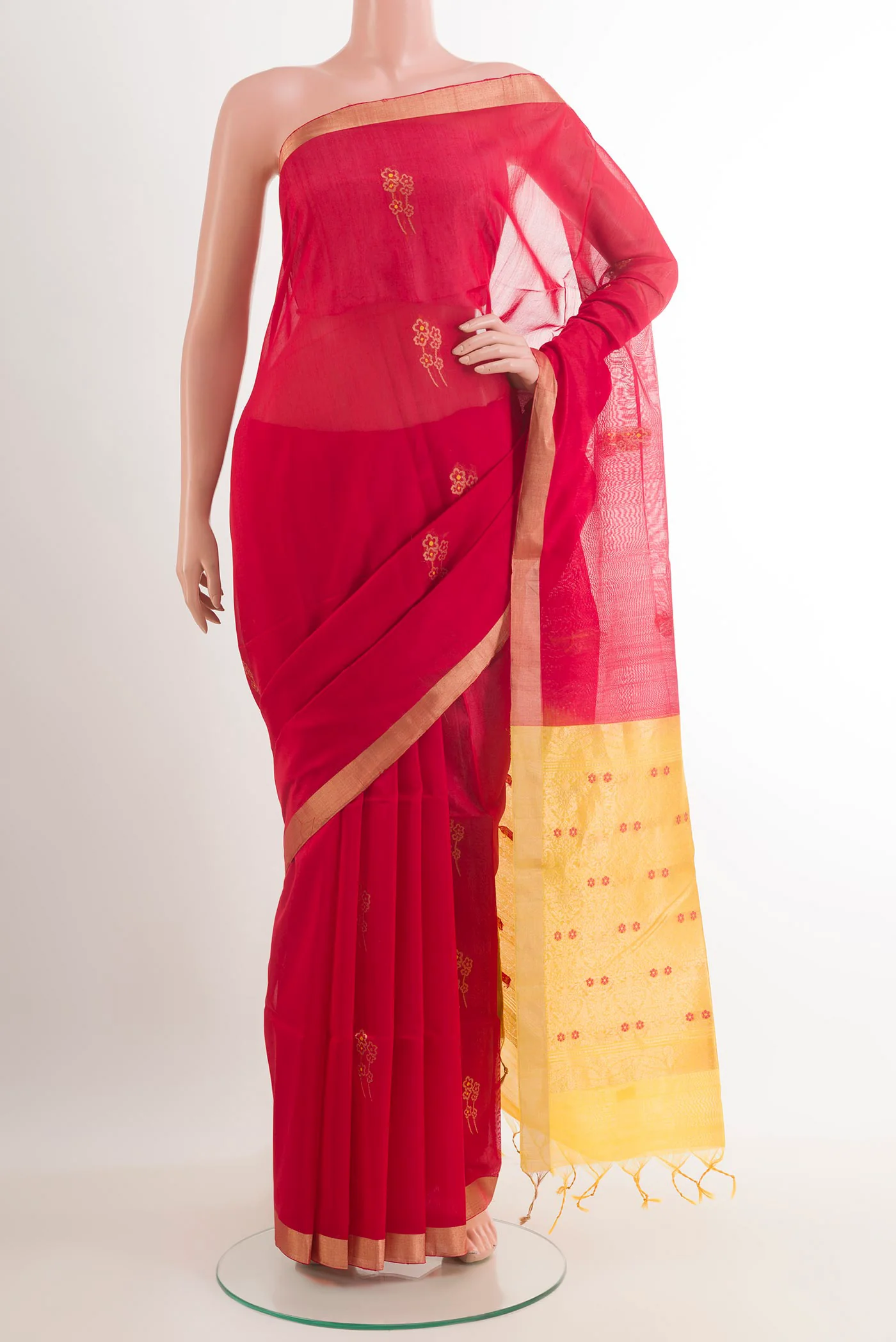 Red Silk Cotton Saree