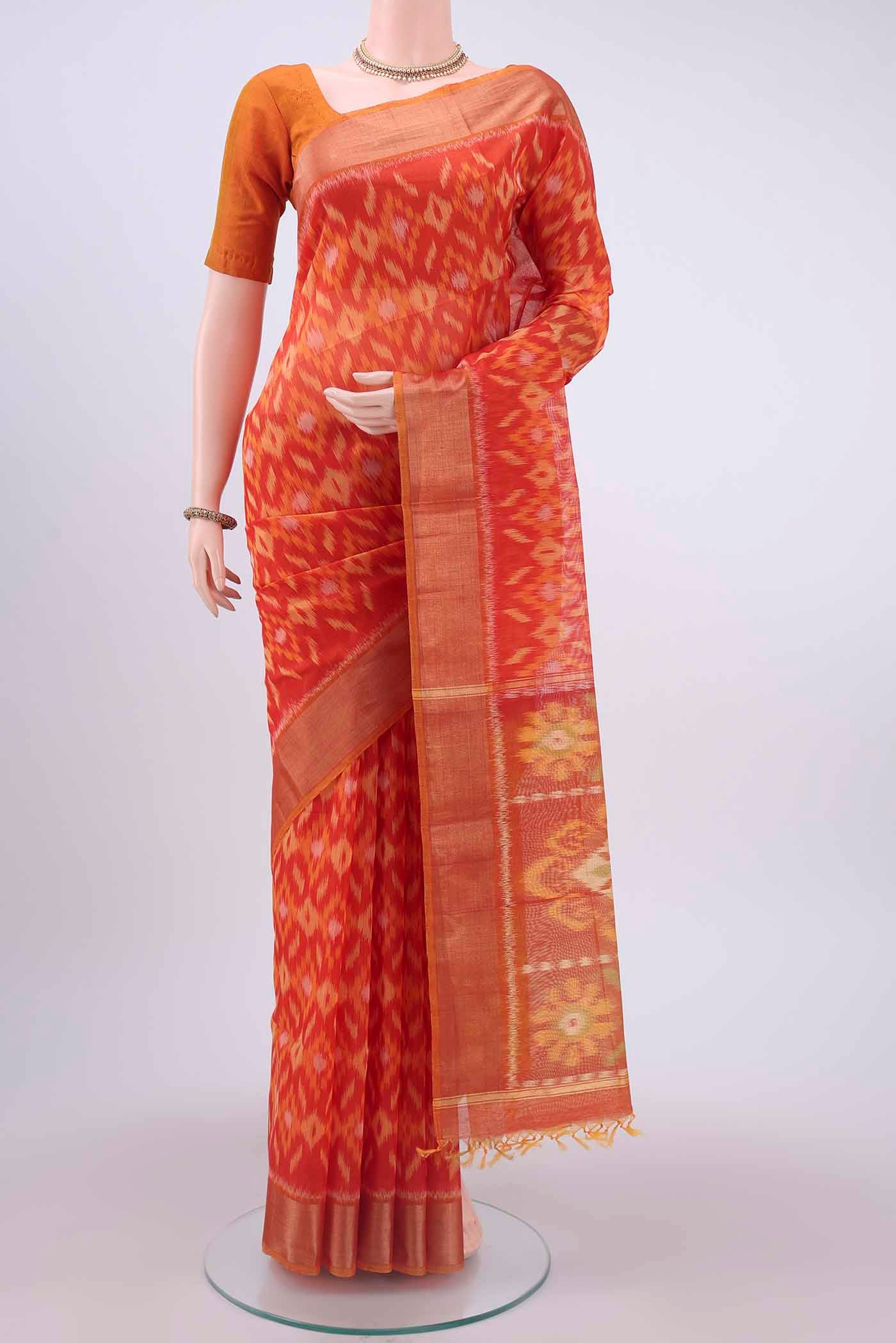 Orange Silk Cotton Saree