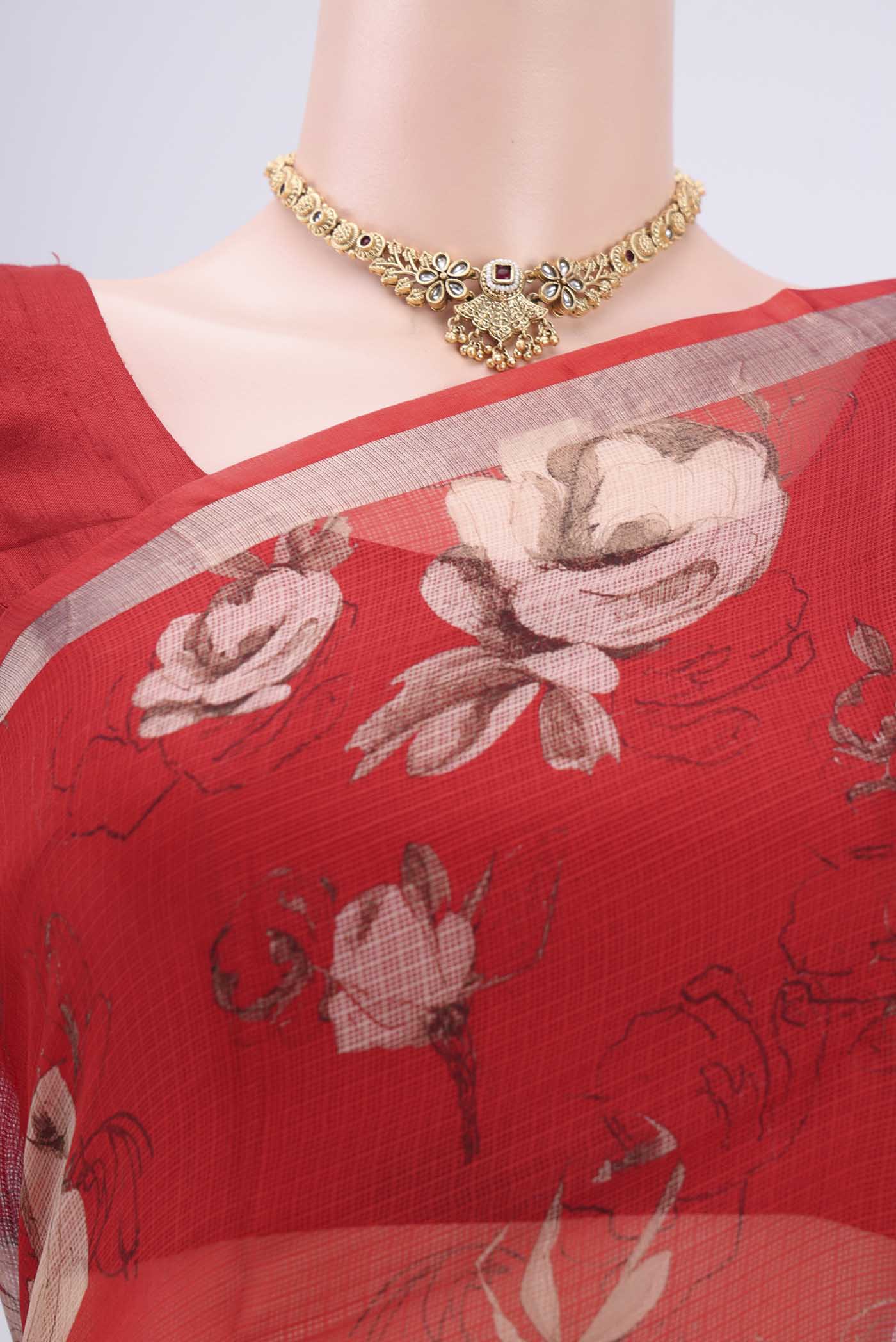 Red Kota Silk Saree - Image 2