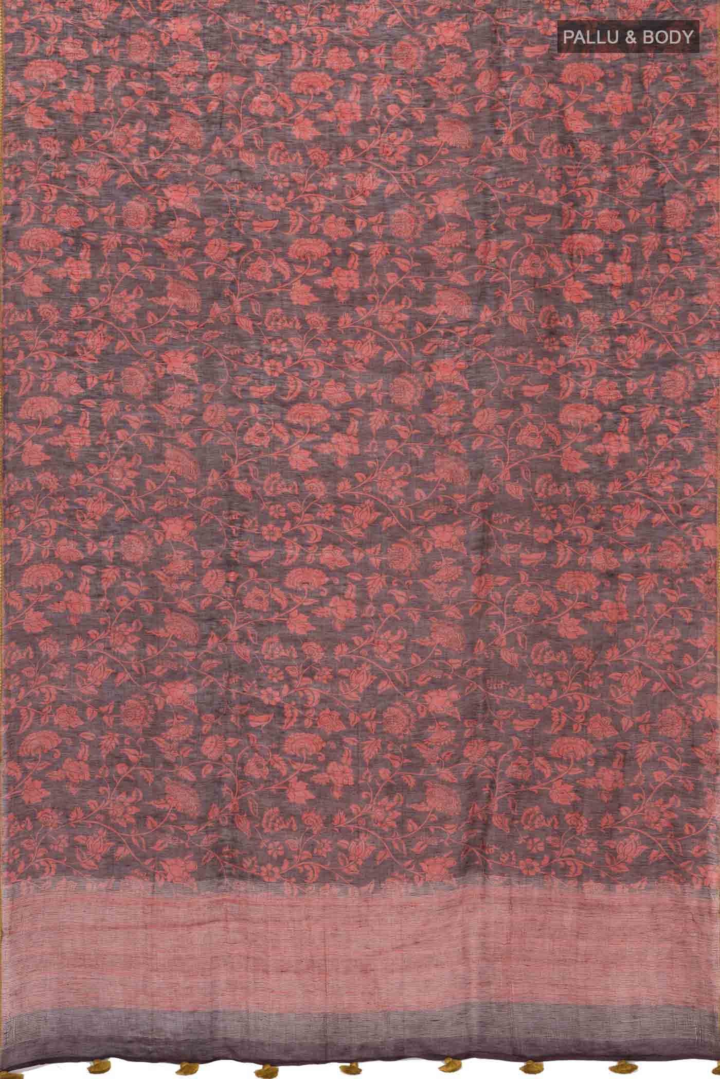 Brown Linen Saree - Image 5