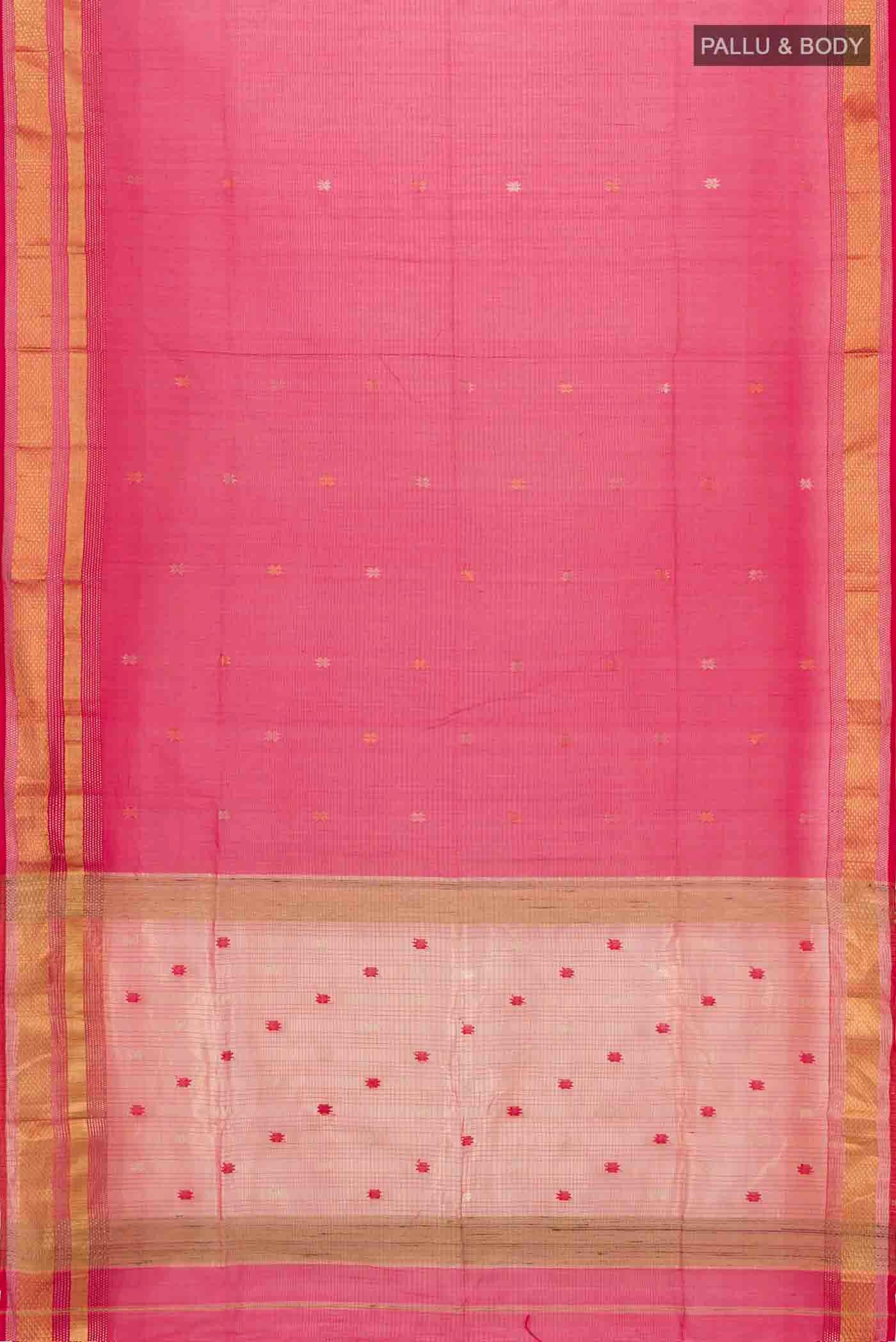 Red Maheshwari Silk Cotton Saree - Image 5