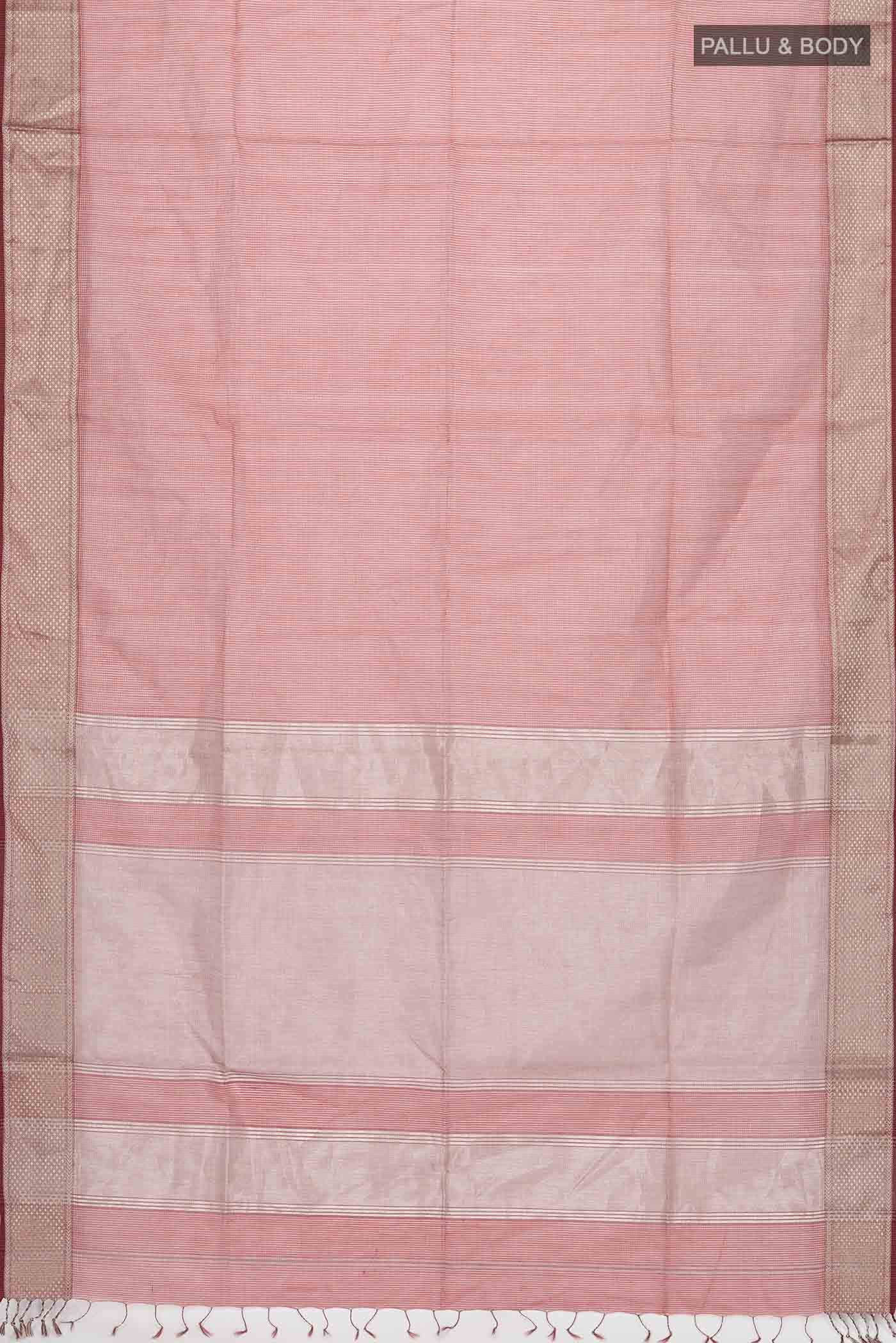 Red Maheshwari Silk Cotton Saree - Image 2
