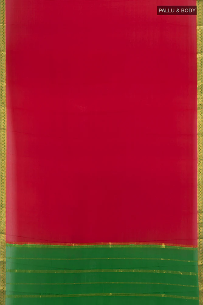 Red Mysore Crepe Saree - Image 5