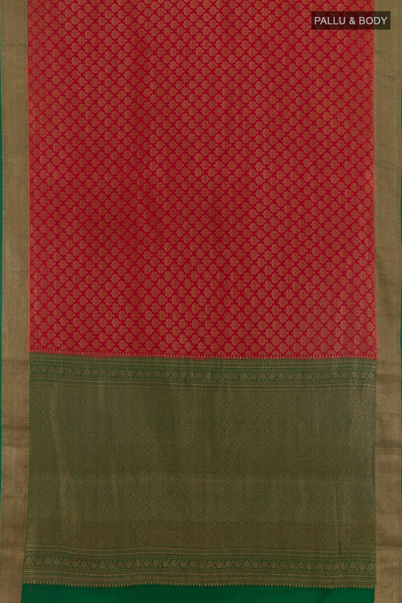 Red Mysore Crepe Saree - Image 3
