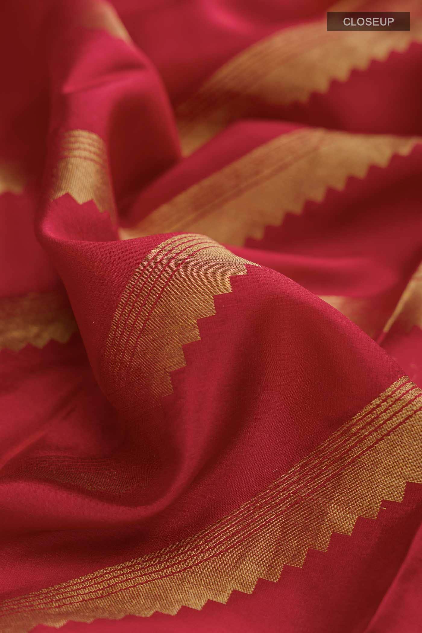 Red Mysore Crepe Saree - Image 2