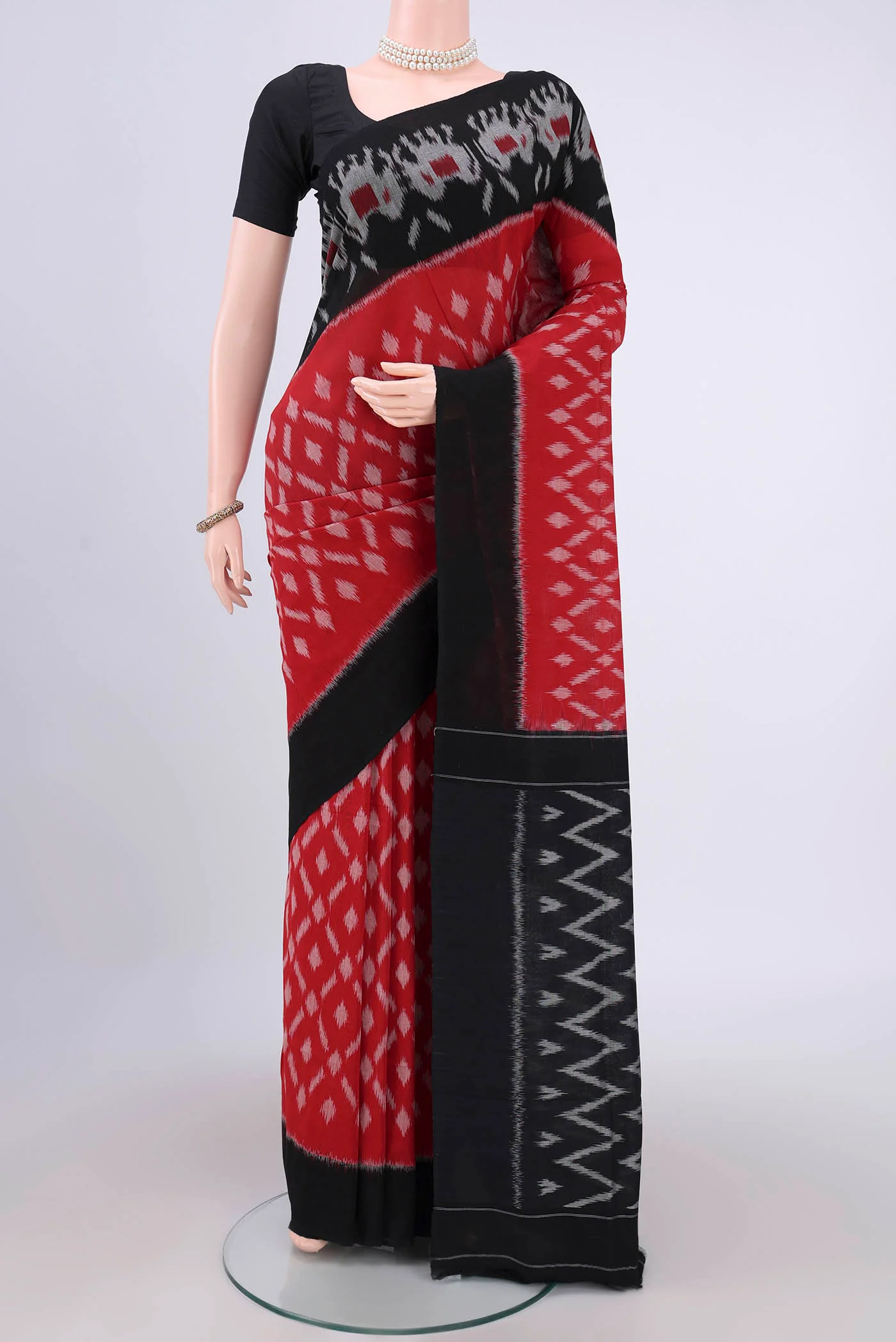 Red Pochampally Cotton Saree