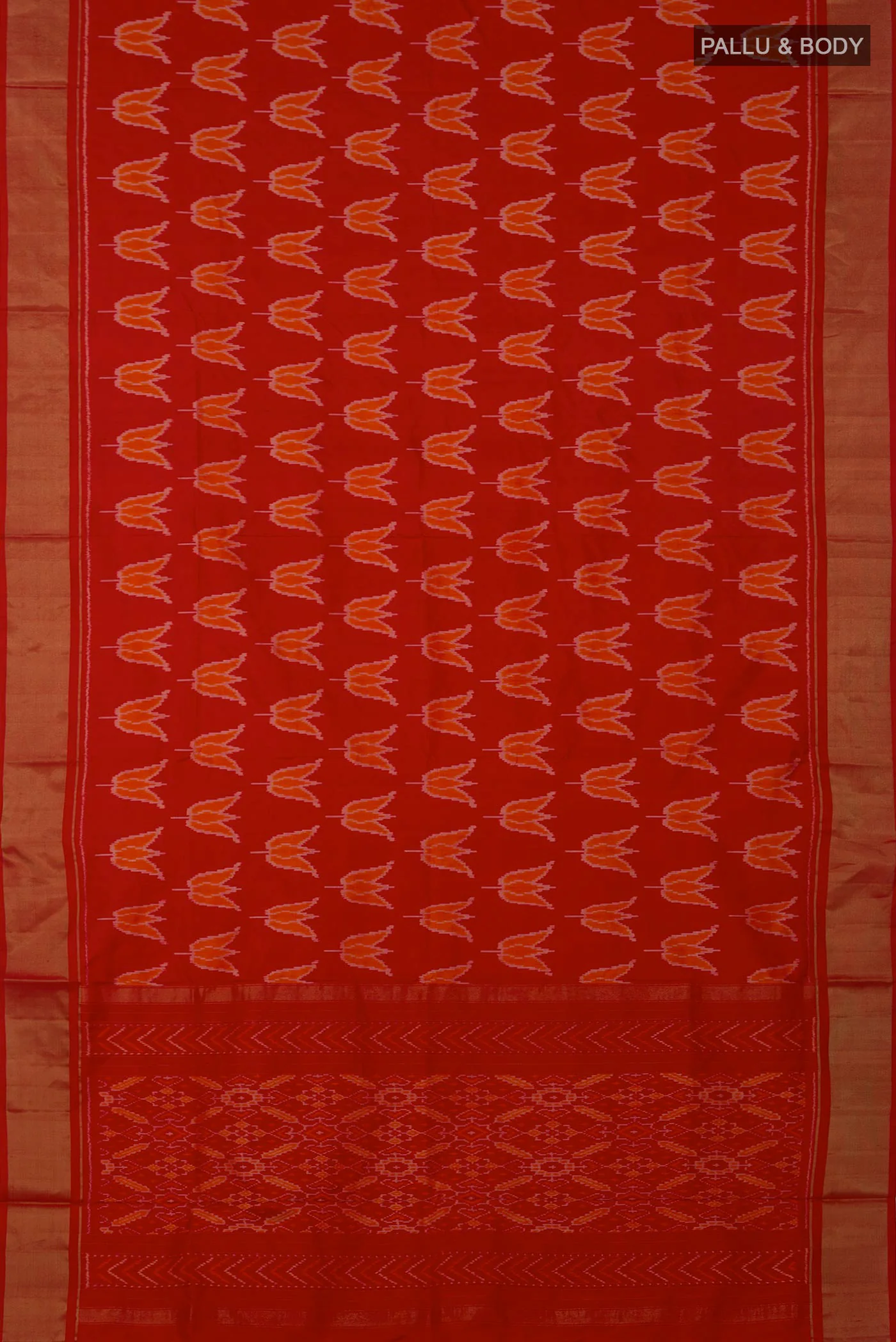 Red Pochampally Silk Saree - Image 5