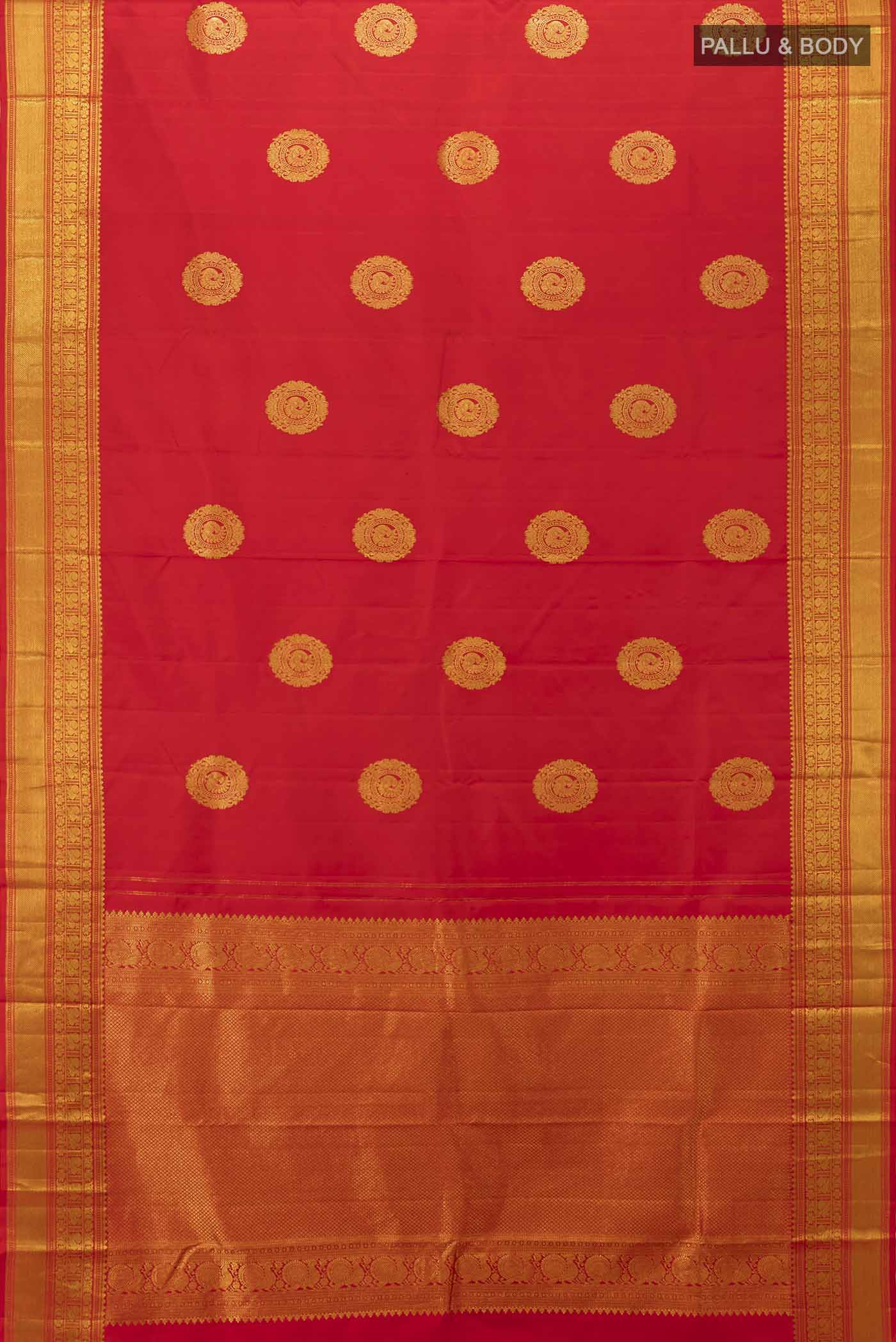 Red Kanchipuram Silk Saree - Image 5