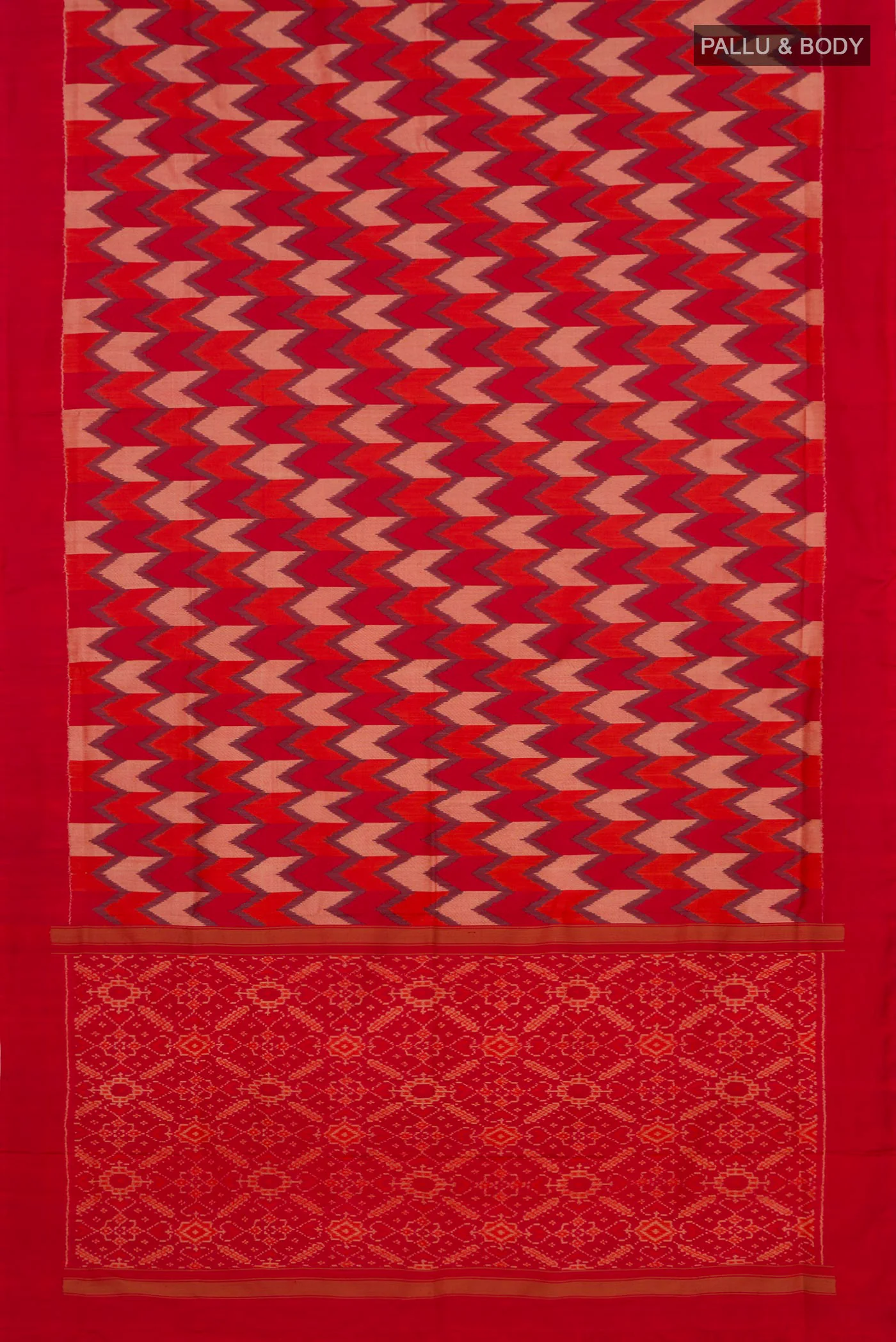 Red Pochampally Silk Saree - Image 5