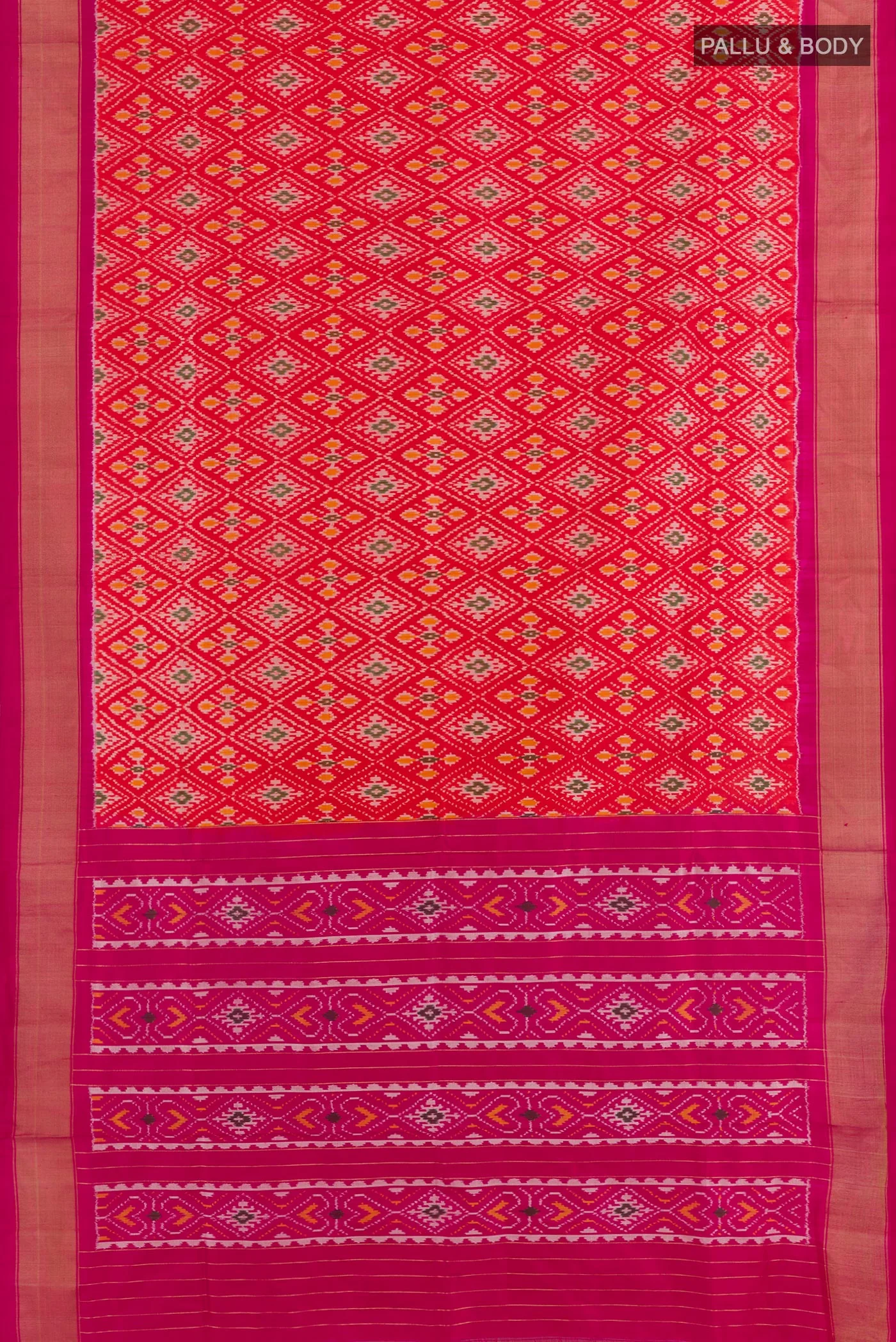 Red Pochampally Silk Saree - Image 3