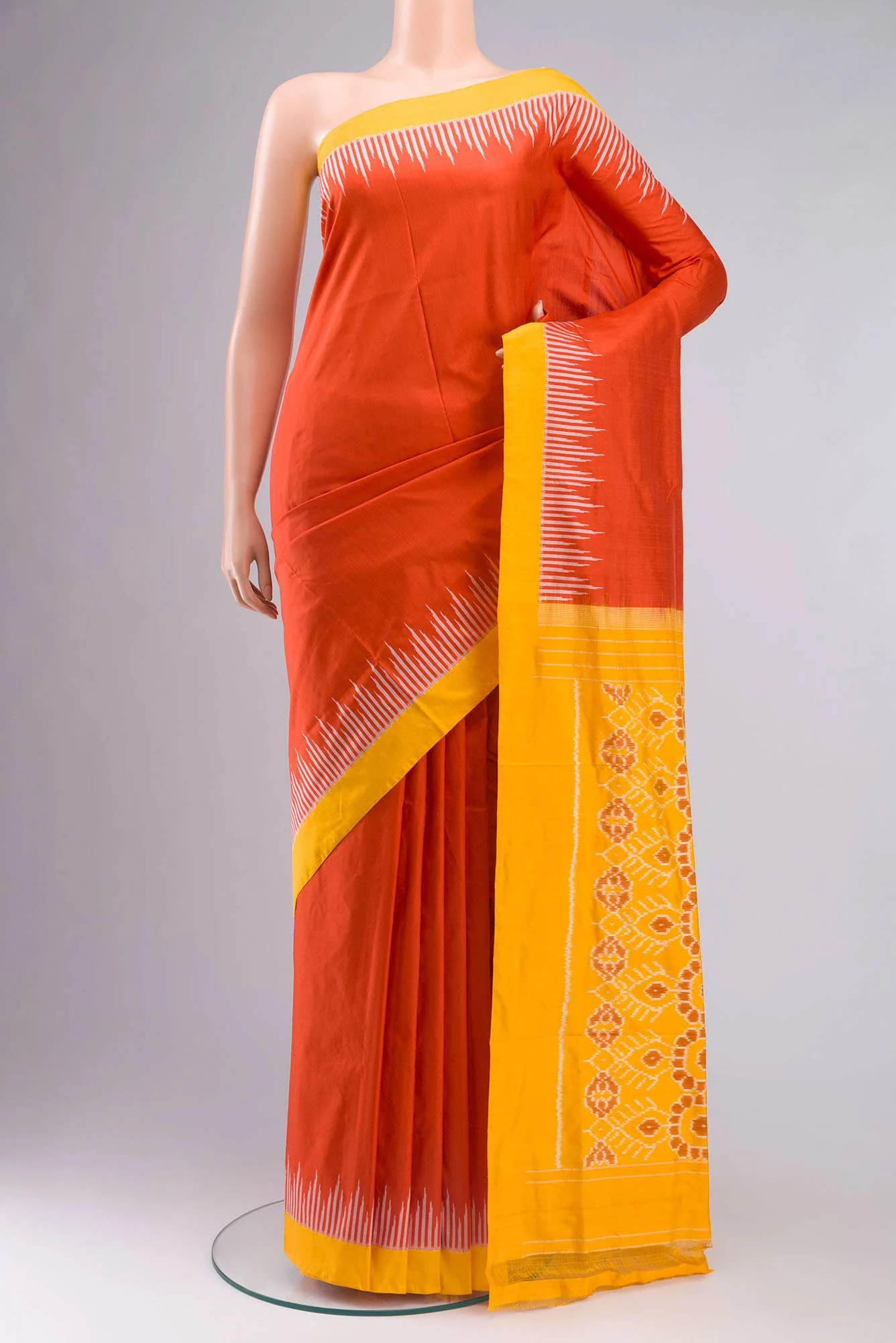 Orange Pochampally Silk Saree
