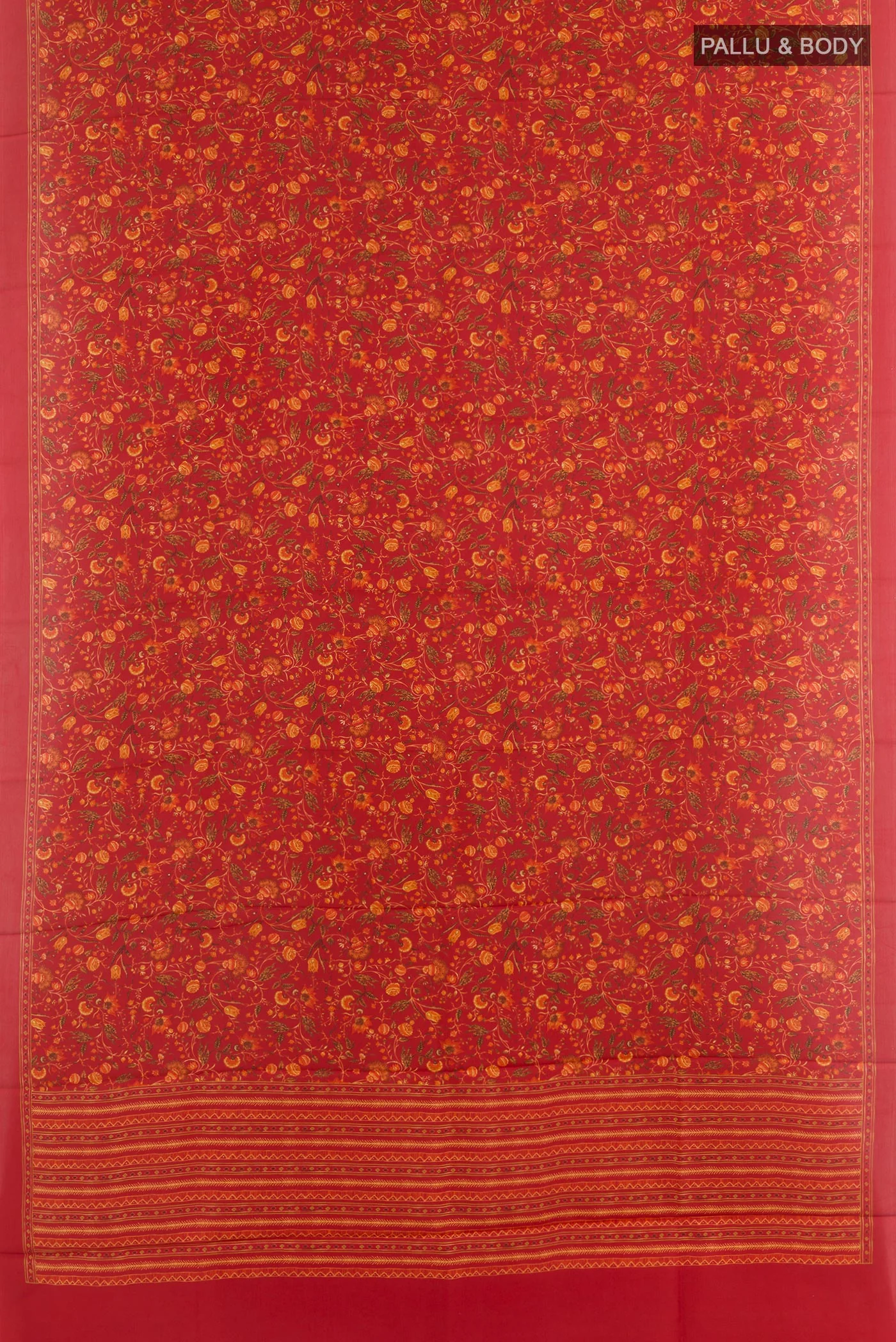 Rust Printed Silk Saree - Image 3