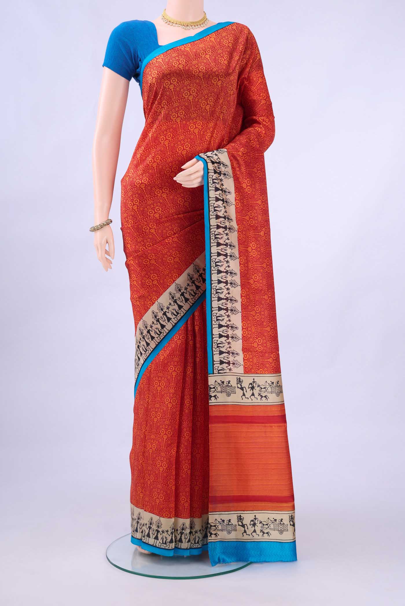 Red Printed Silk Saree