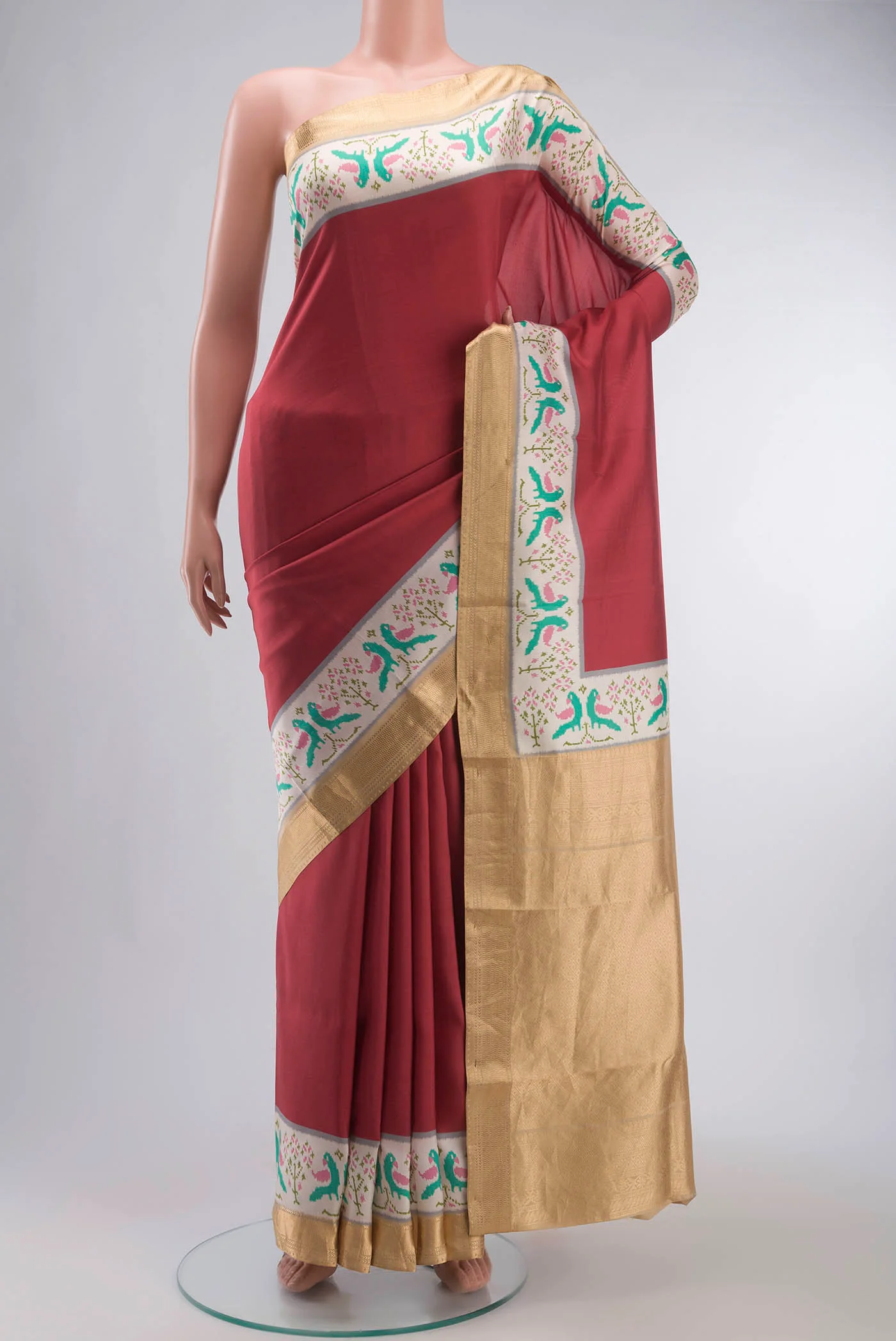 Red Printed Silk Saree