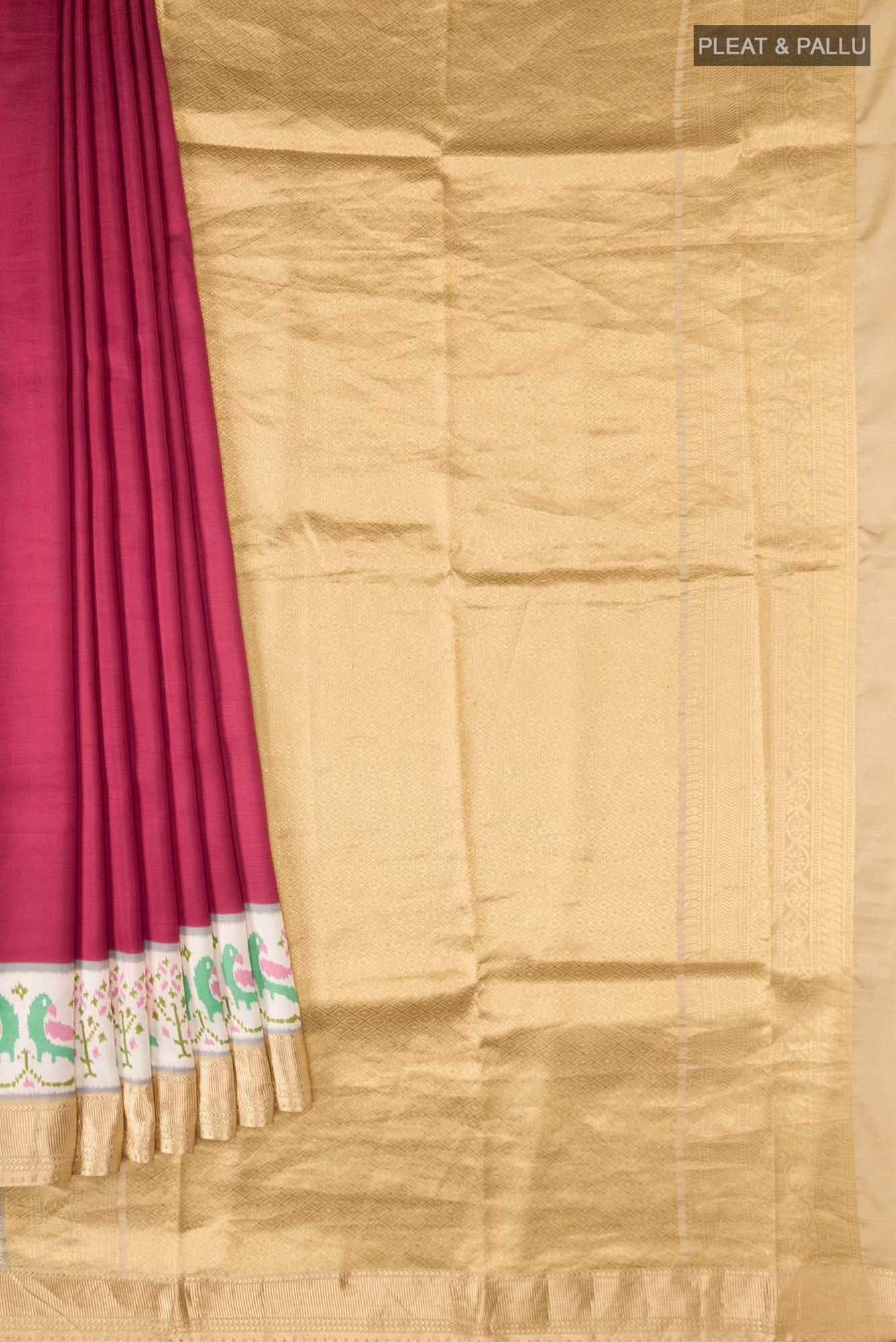 Maroon Printed Silk Saree - Image 2