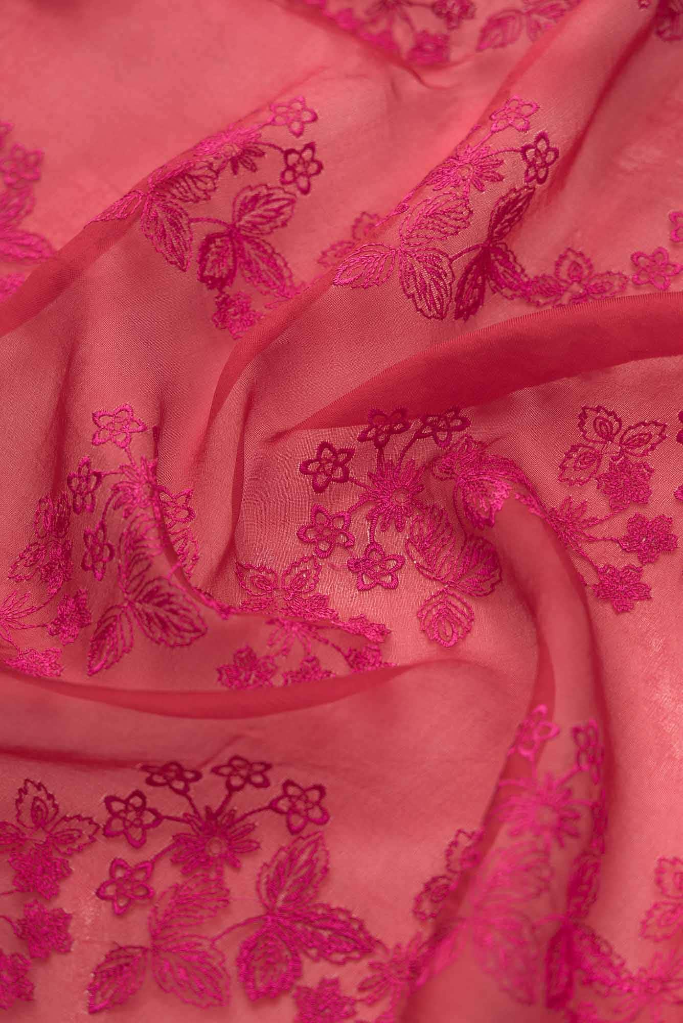 Bella Red floral design saree from Embroidered Romance Collection by Nalli - Image 6