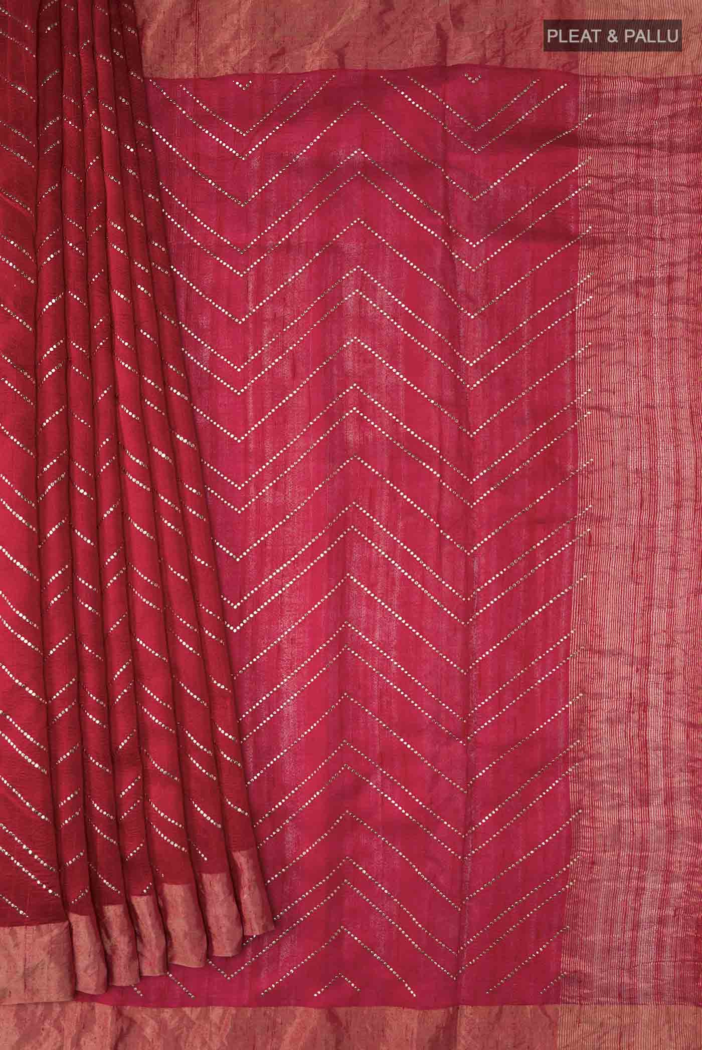 Red Raw Silk Saree - Image 4