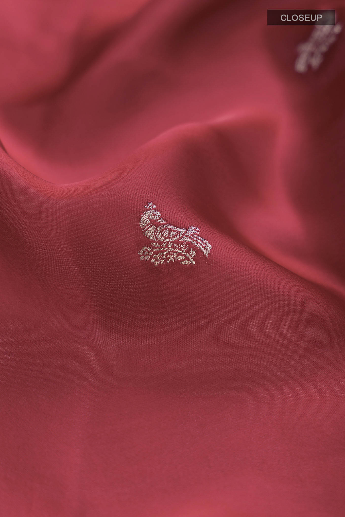 Red Satin Silk Saree - Image 2