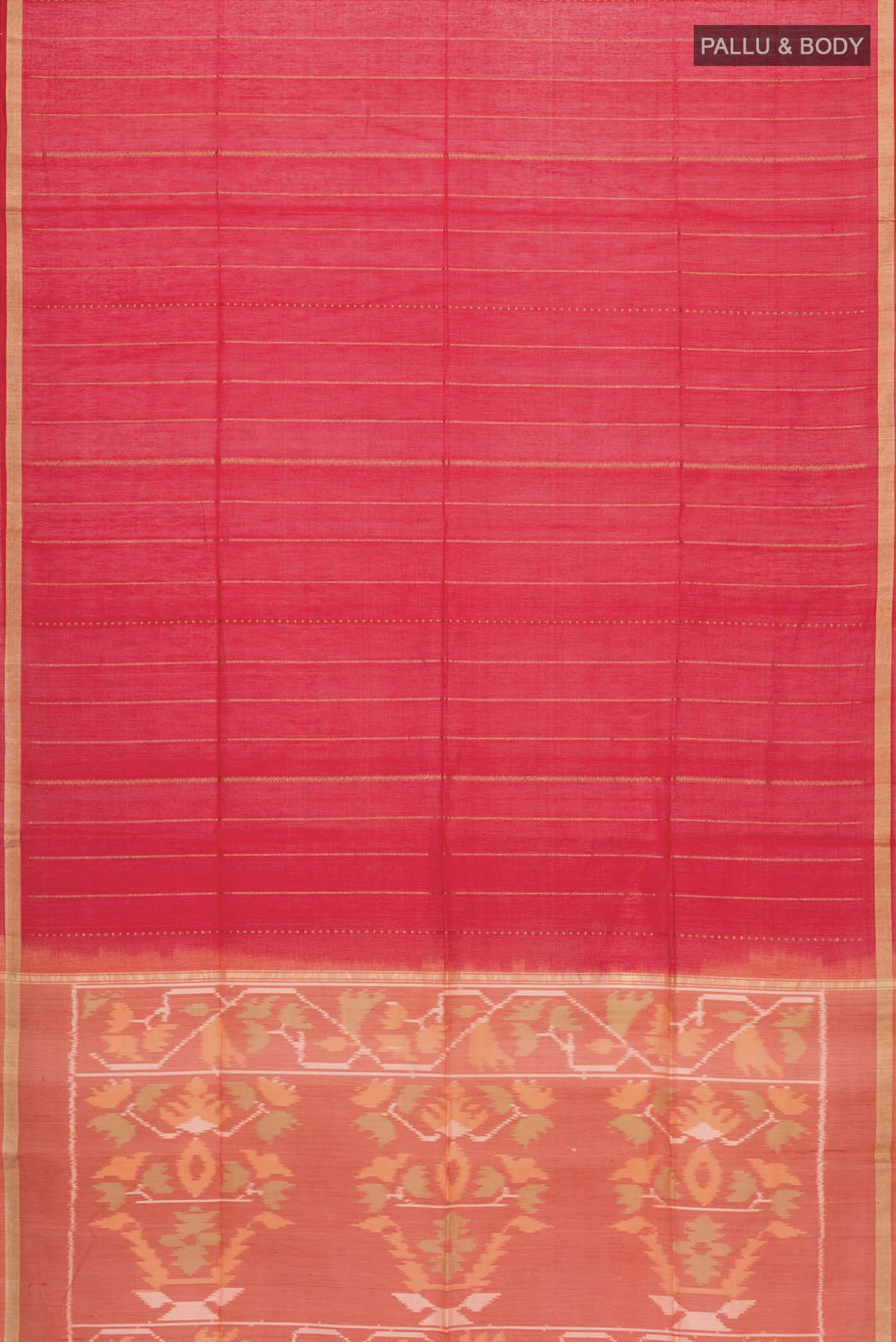 Red Silk Cotton Saree - Image 3