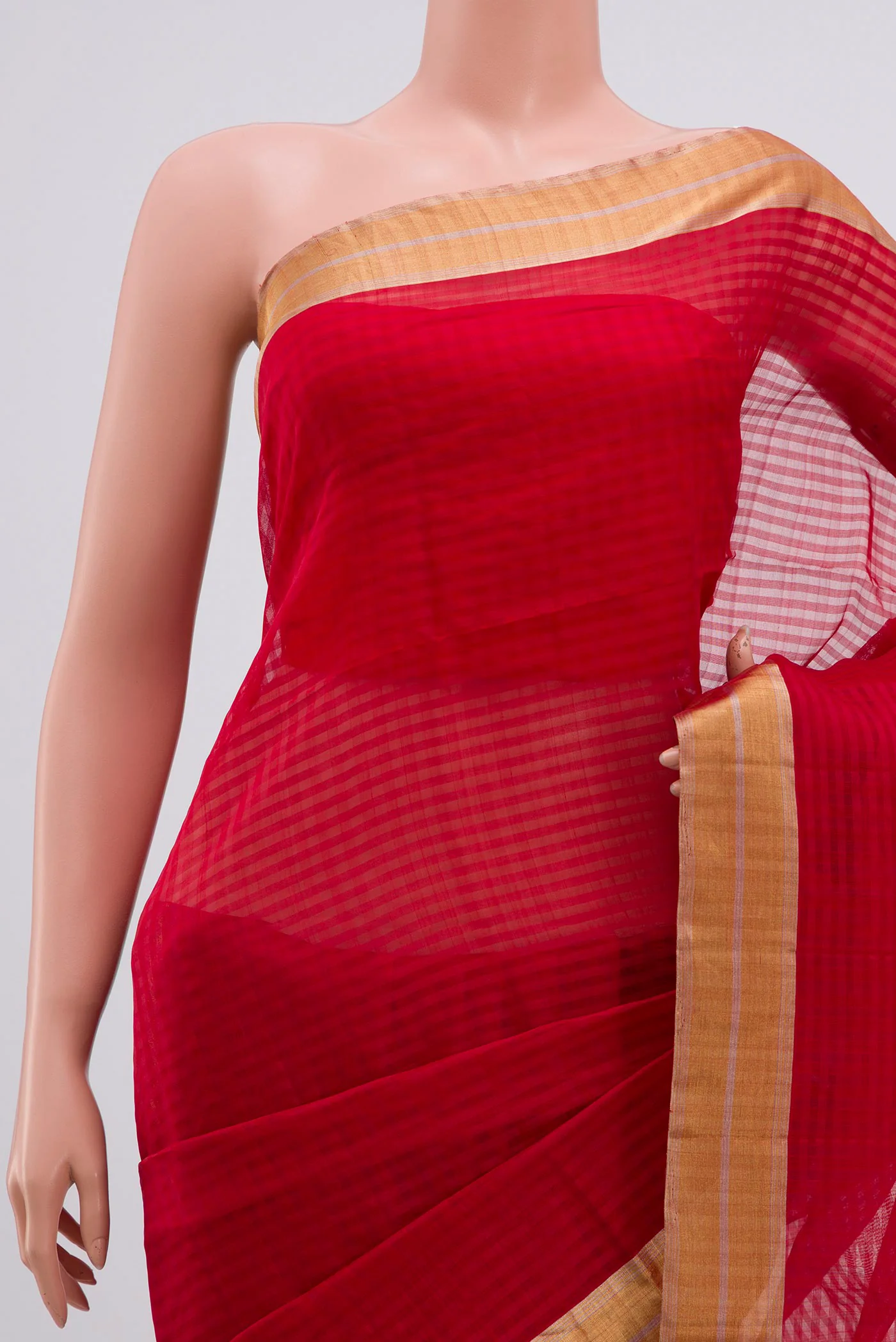 Red Coimbatore Silk Cotton Saree - Image 2