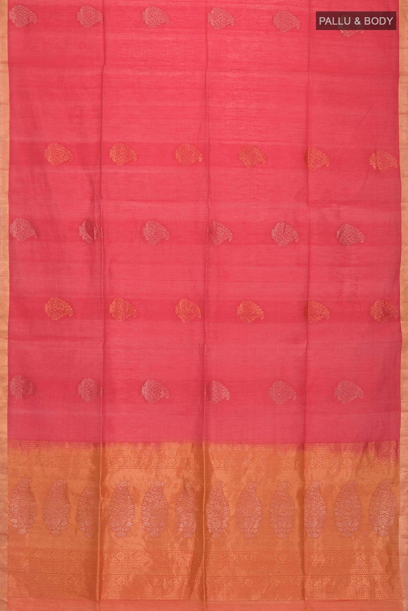 Red Silk Cotton Saree - Image 2
