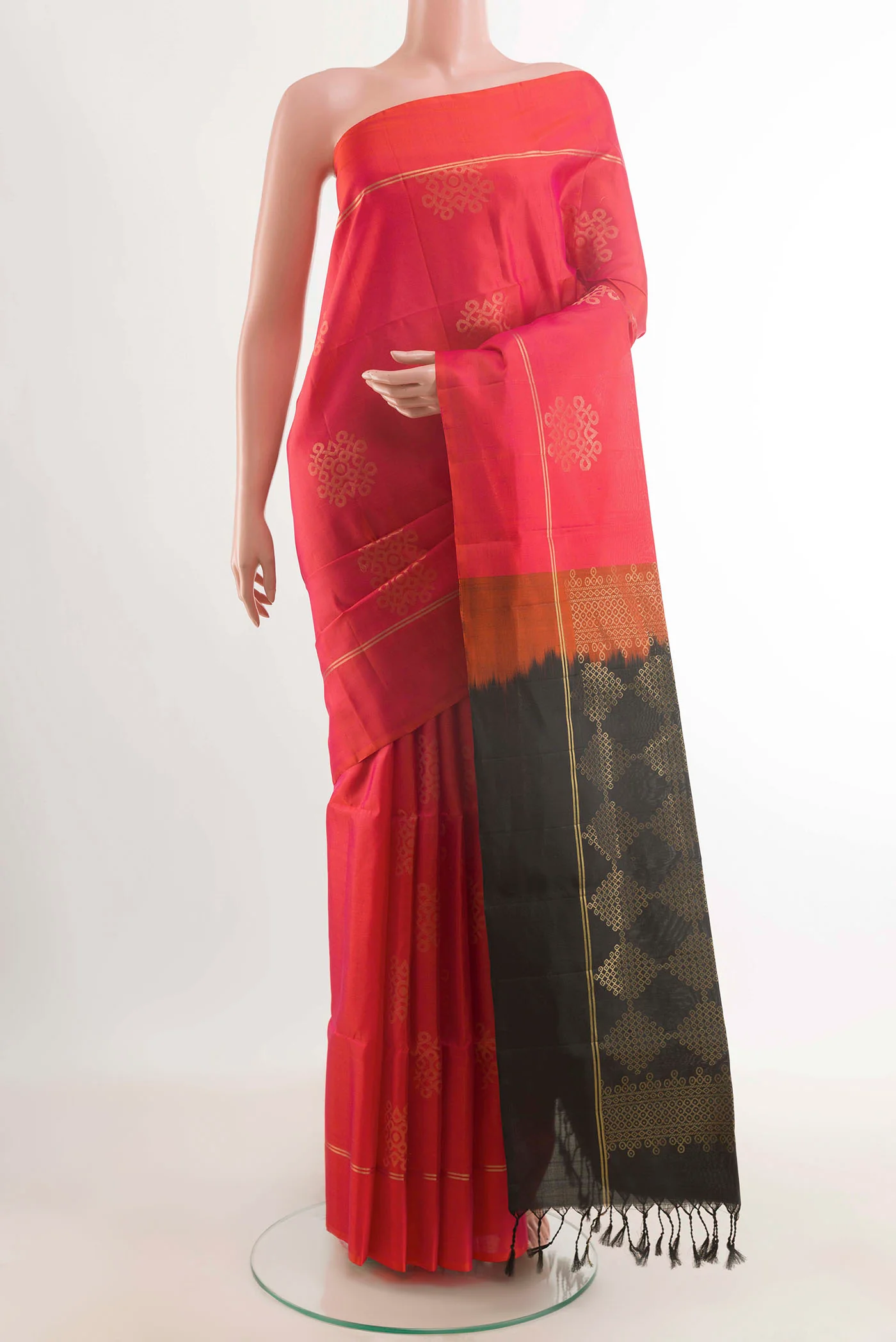 Pink with Orange Color Soft Silk Saree