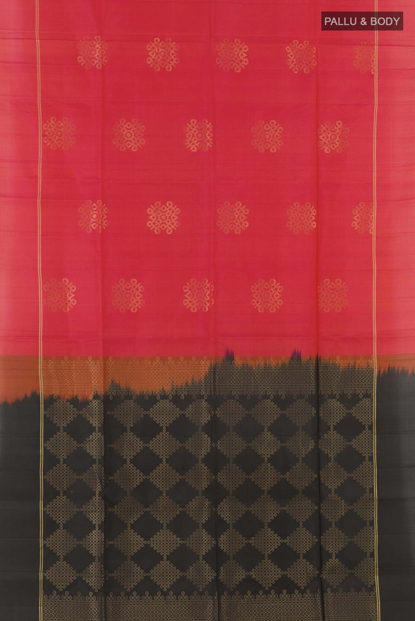 Pink with Orange Color Soft Silk Saree - Image 5