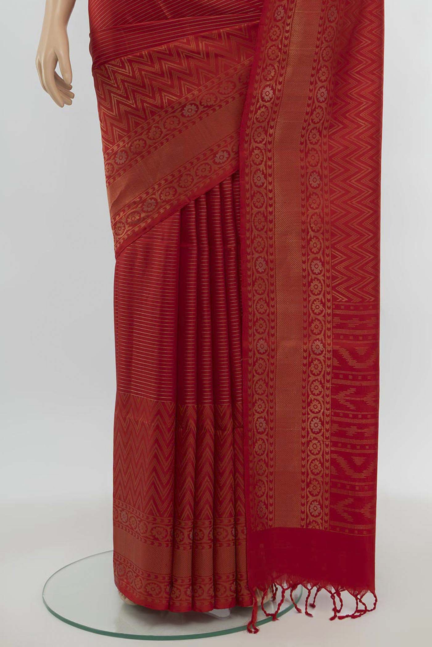 Red Soft Silk Saree - Image 3