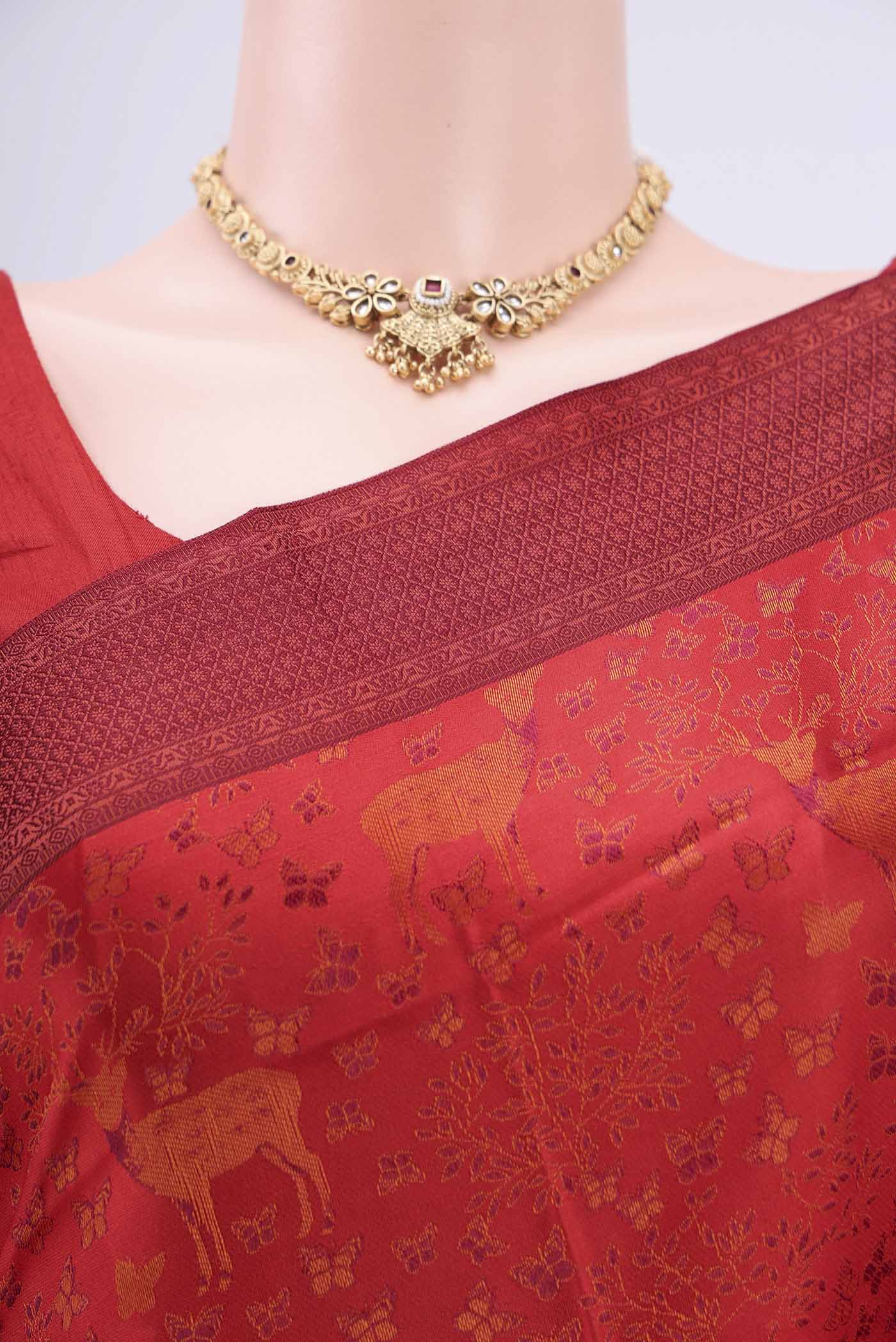 Red Soft Silk Saree - Image 2