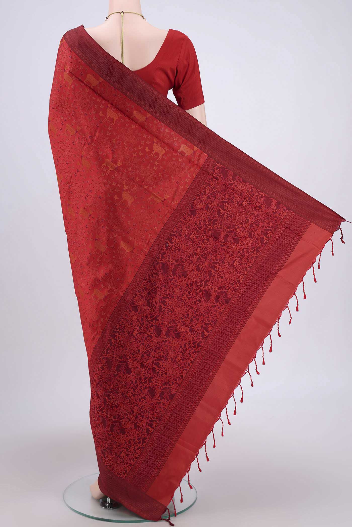 Red Soft Silk Saree - Image 3