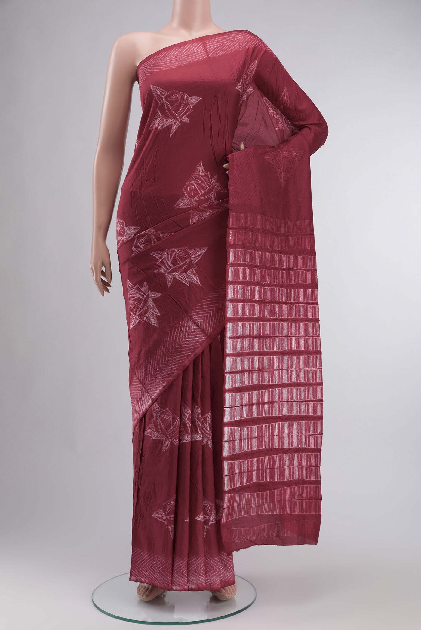Red Tussar Silk Saree