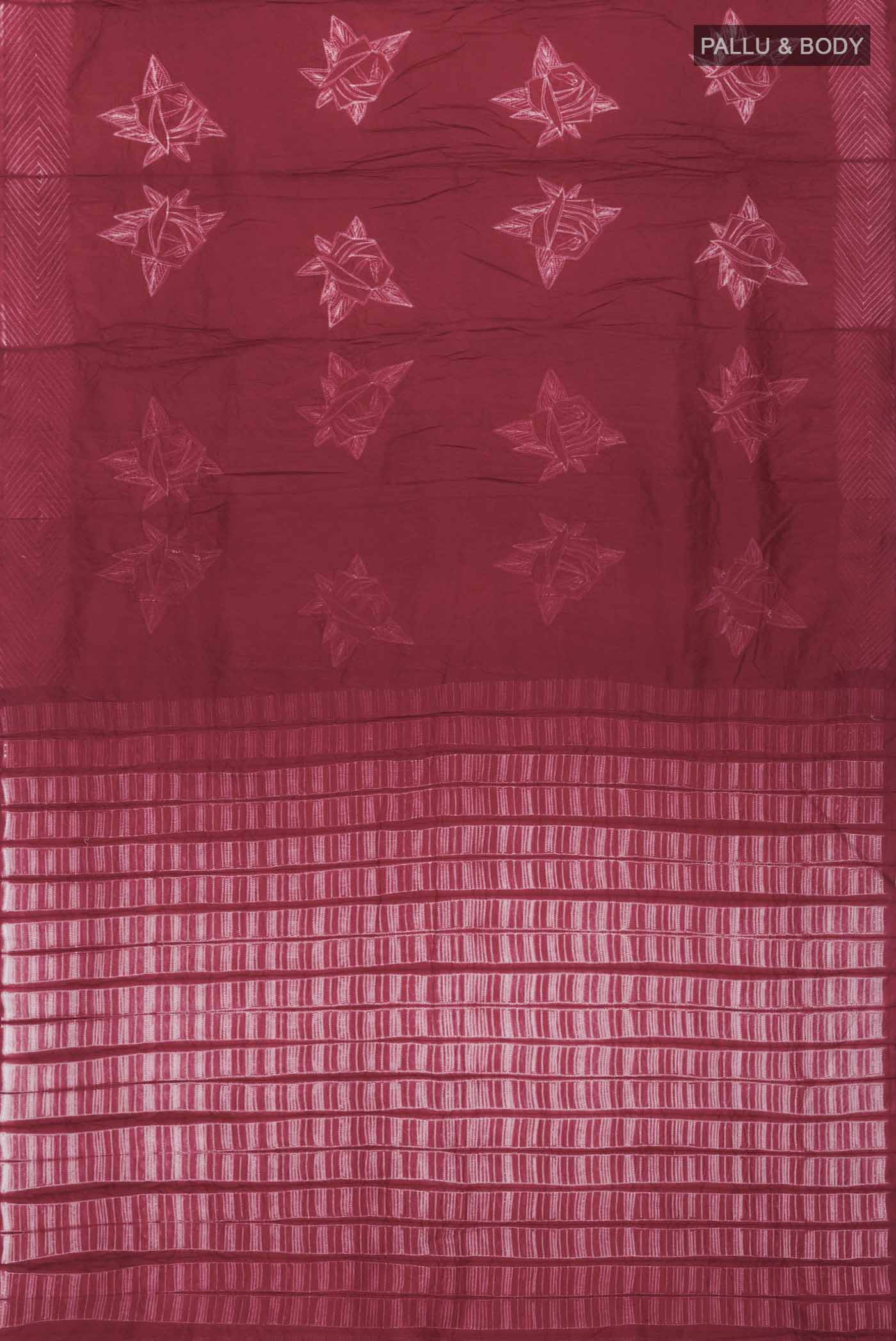 Red Tussar Silk Saree - Image 5