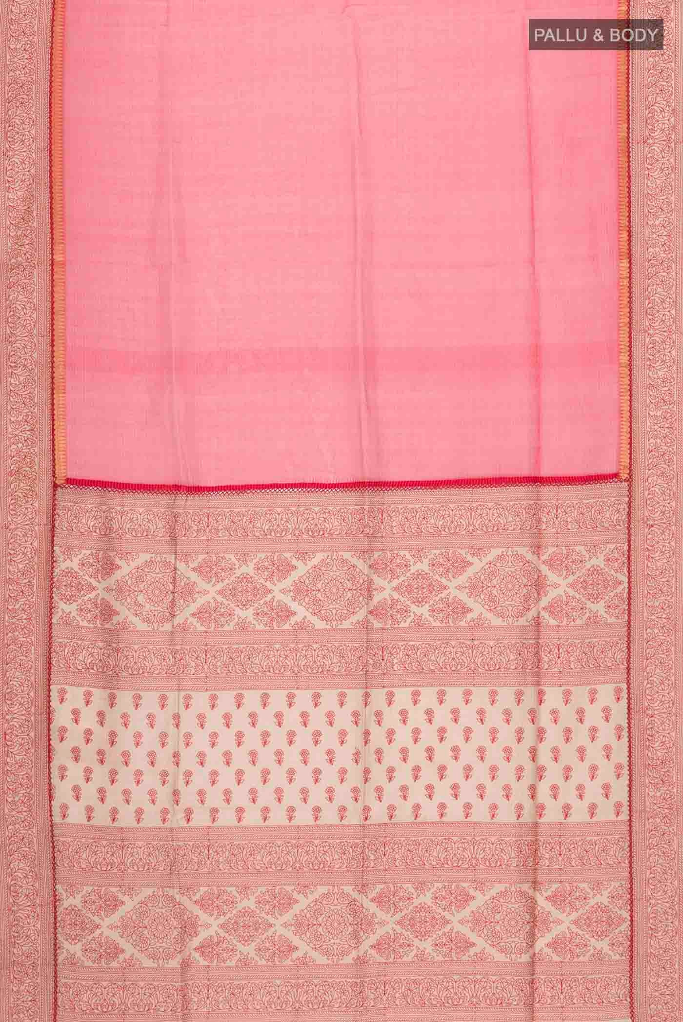 Red Tussar Silk Saree - Image 5