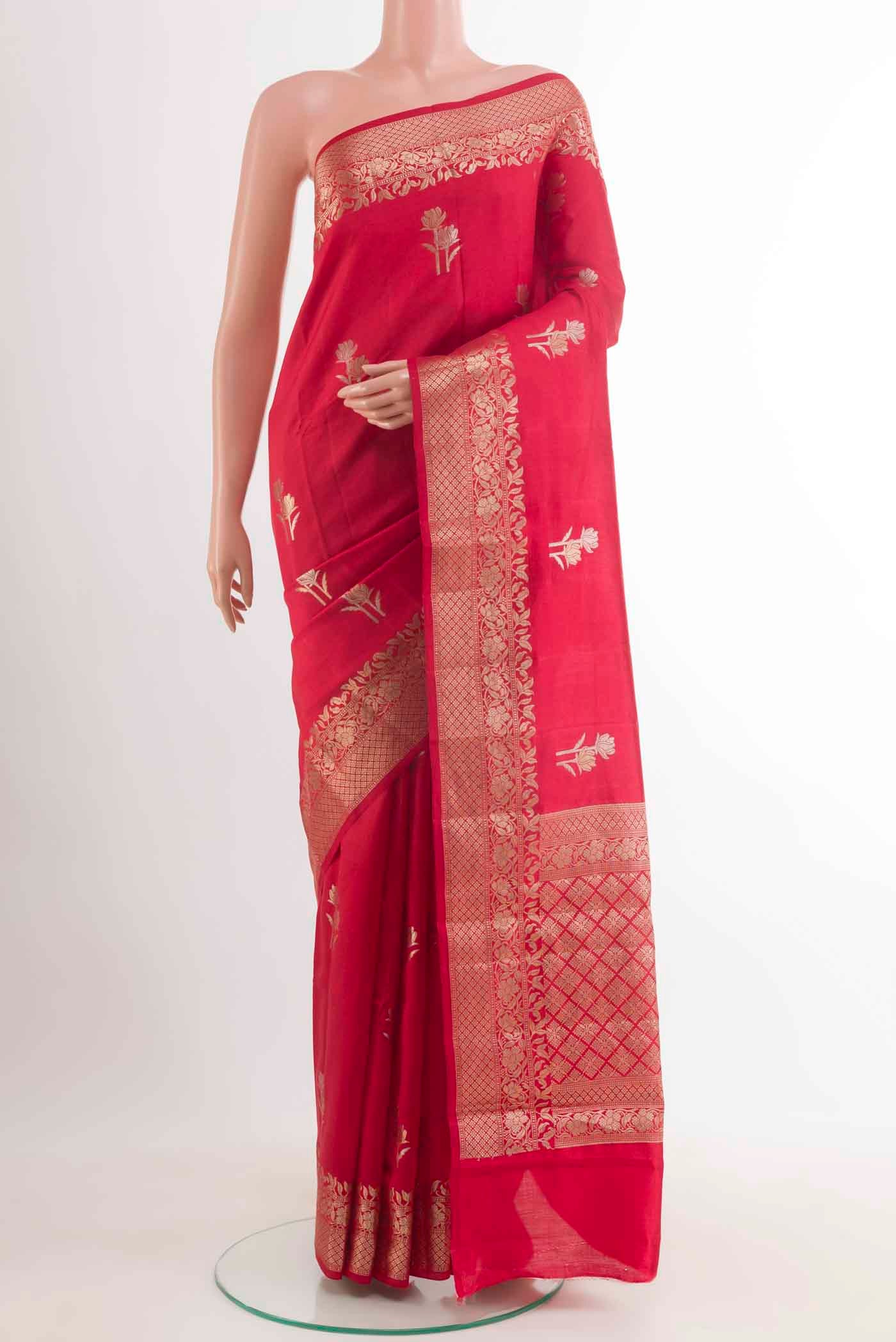 Red Banarasi Raw Silk Saree