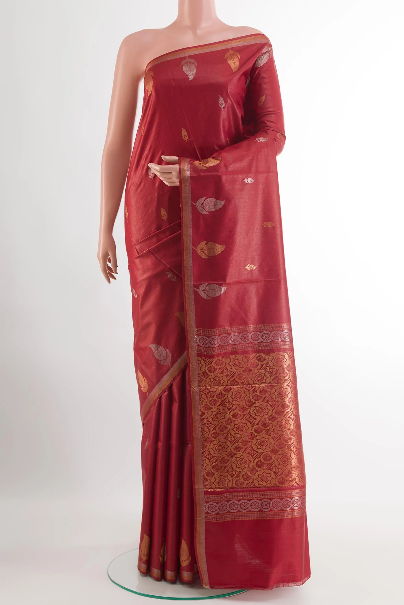 Red Tussar Silk Saree