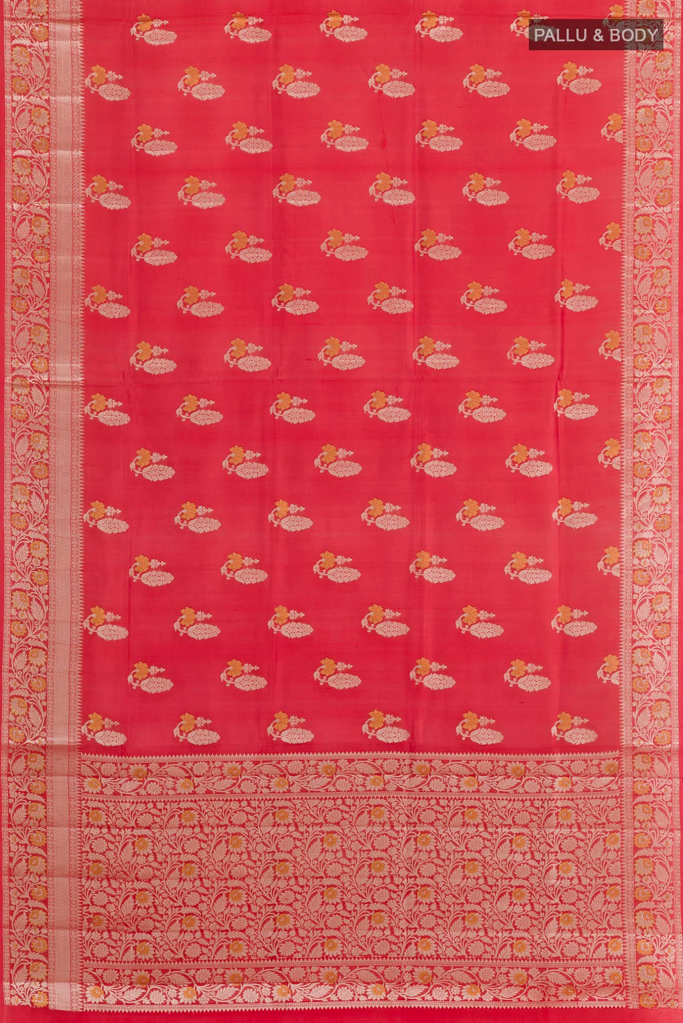 Red Banarasi Tussar Silk Saree - Image 3