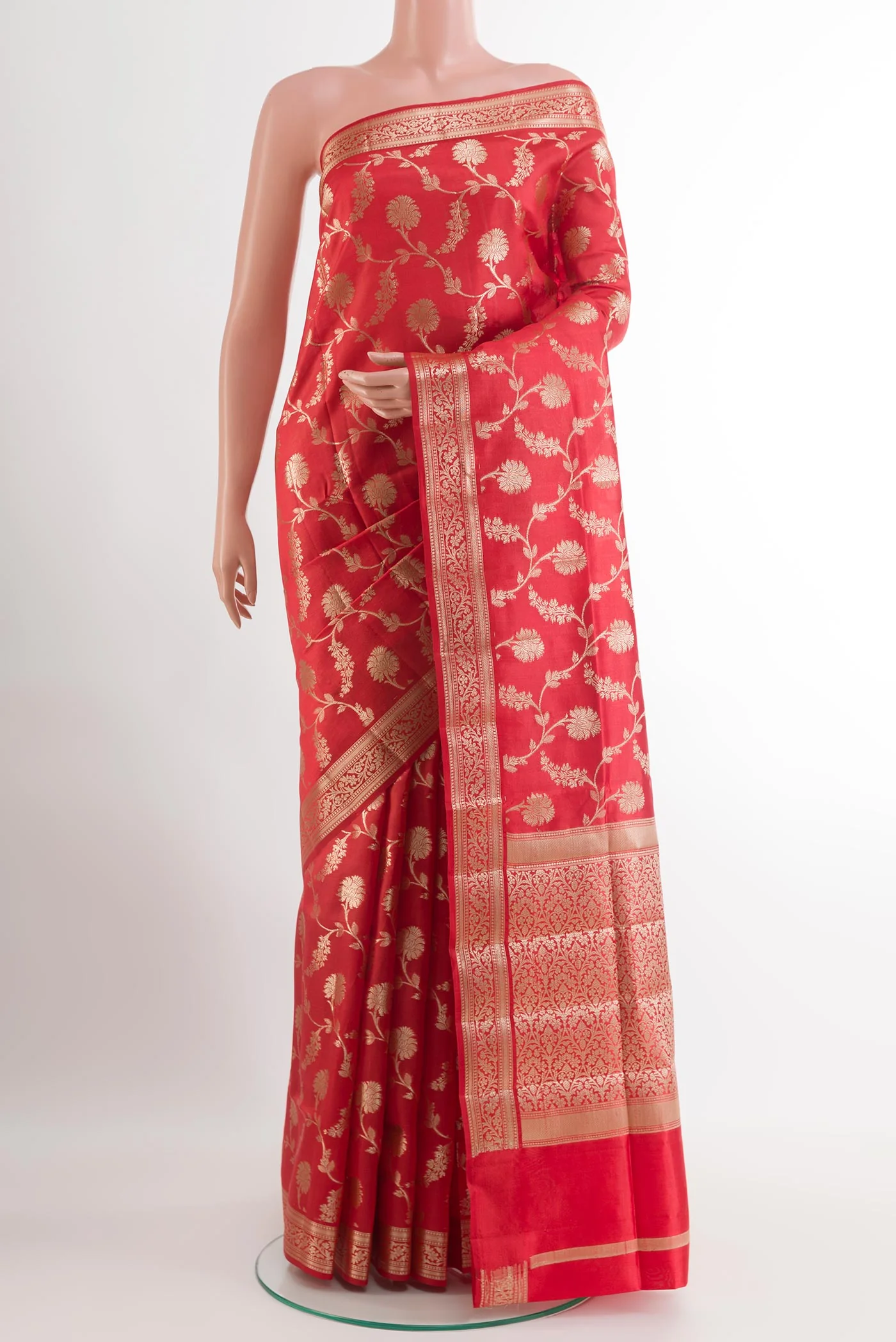 Red Banarasi Raw Silk Saree