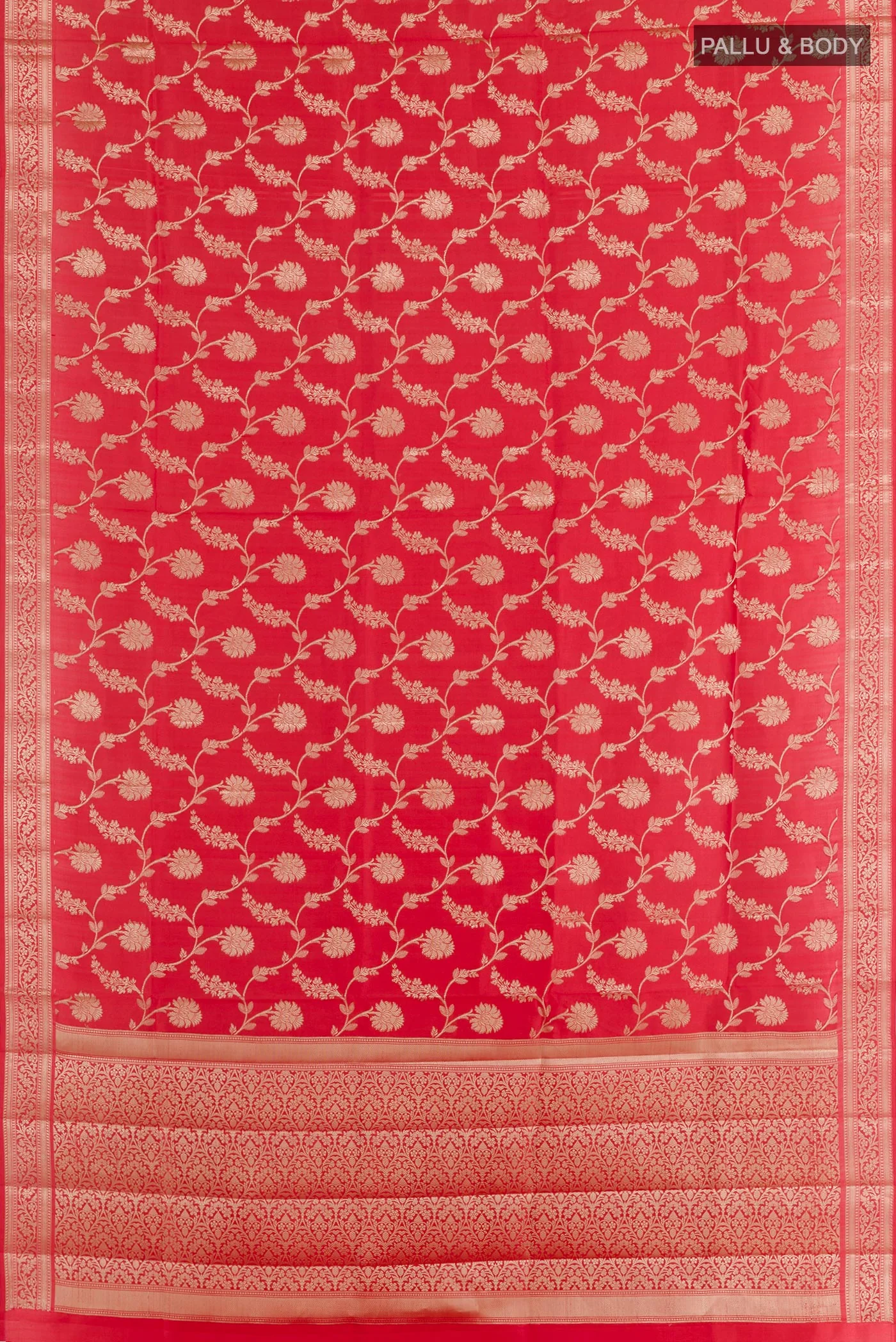 Red Banarasi Raw Silk Saree - Image 3