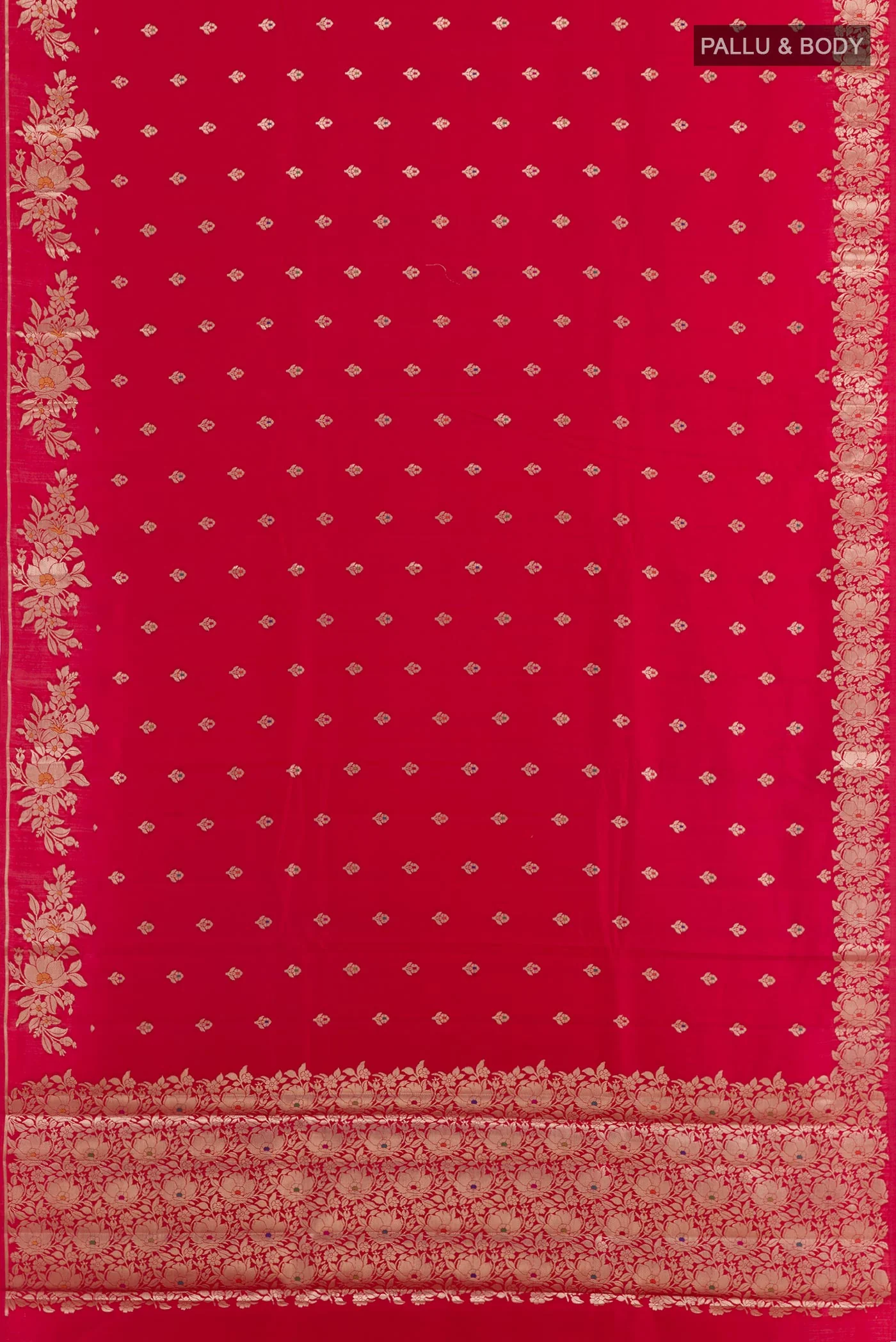 Red Banarasi Raw Silk Saree - Image 3