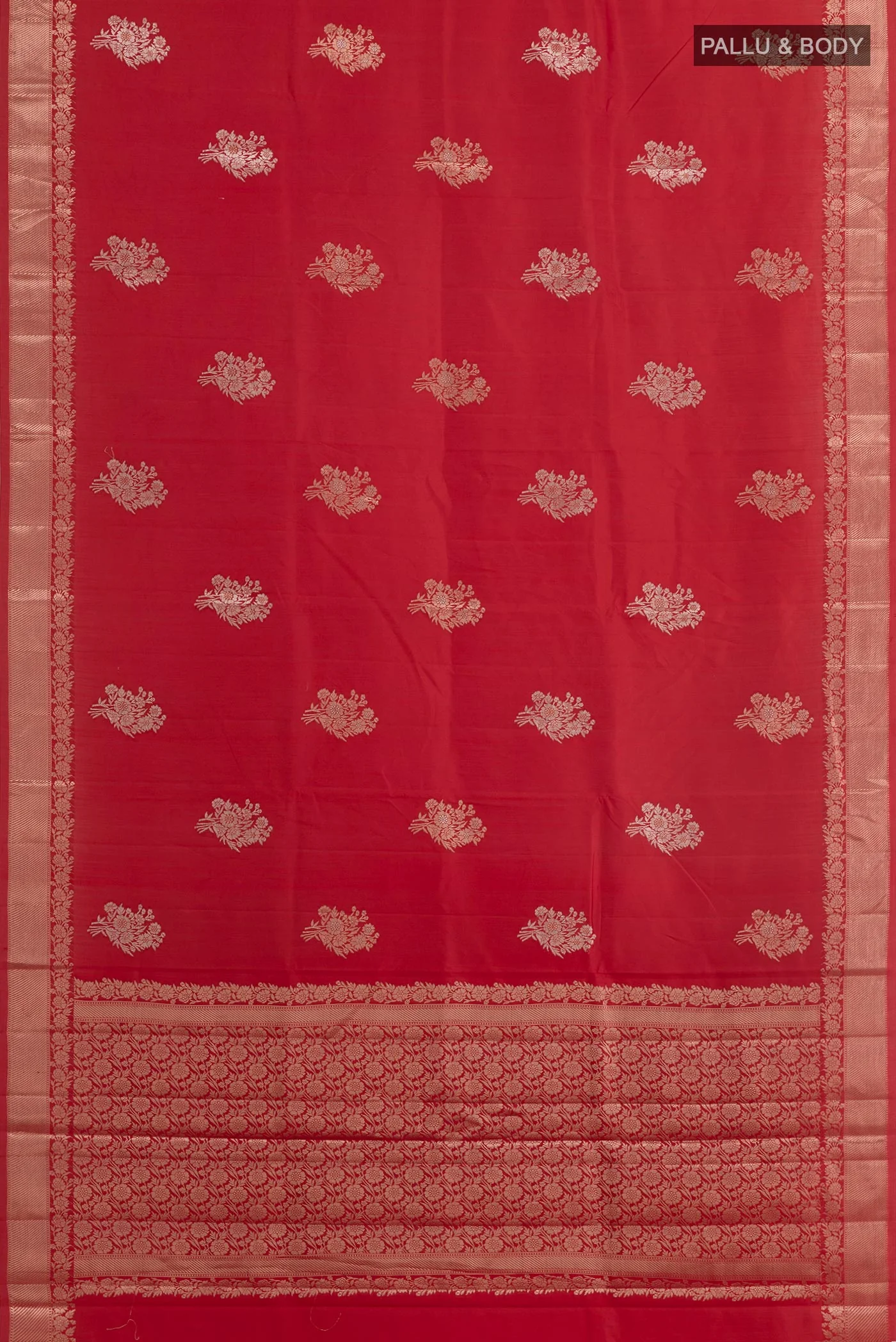 Red Banarasi Raw Silk Saree - Image 3