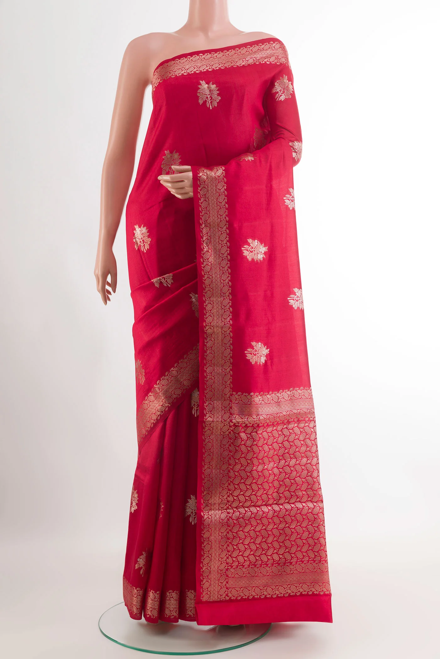 Red Tussar Silk Saree