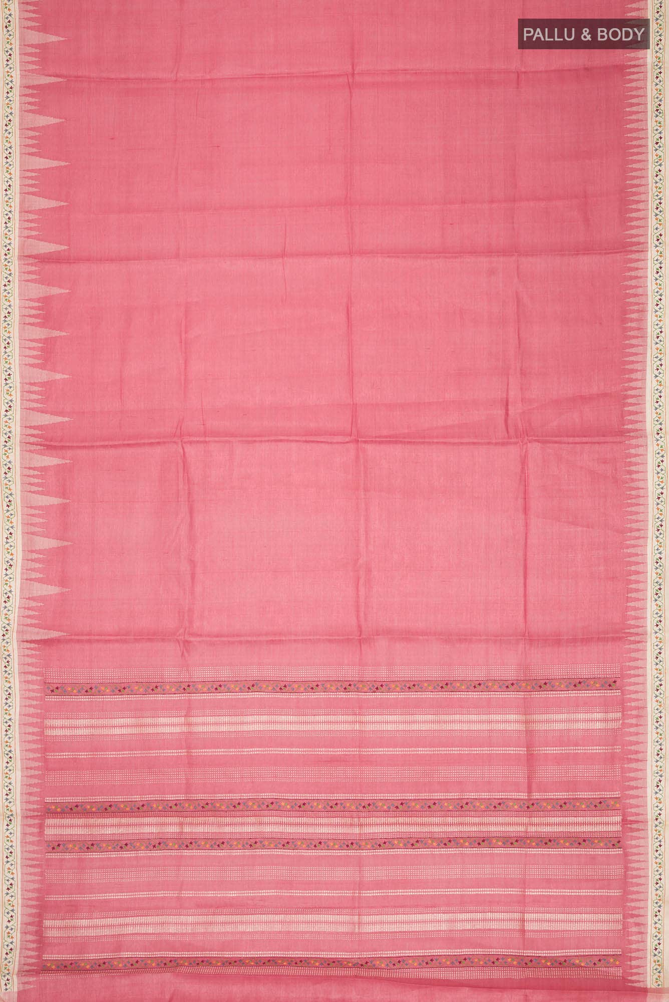 Red Tussar Silk Saree - Image 4