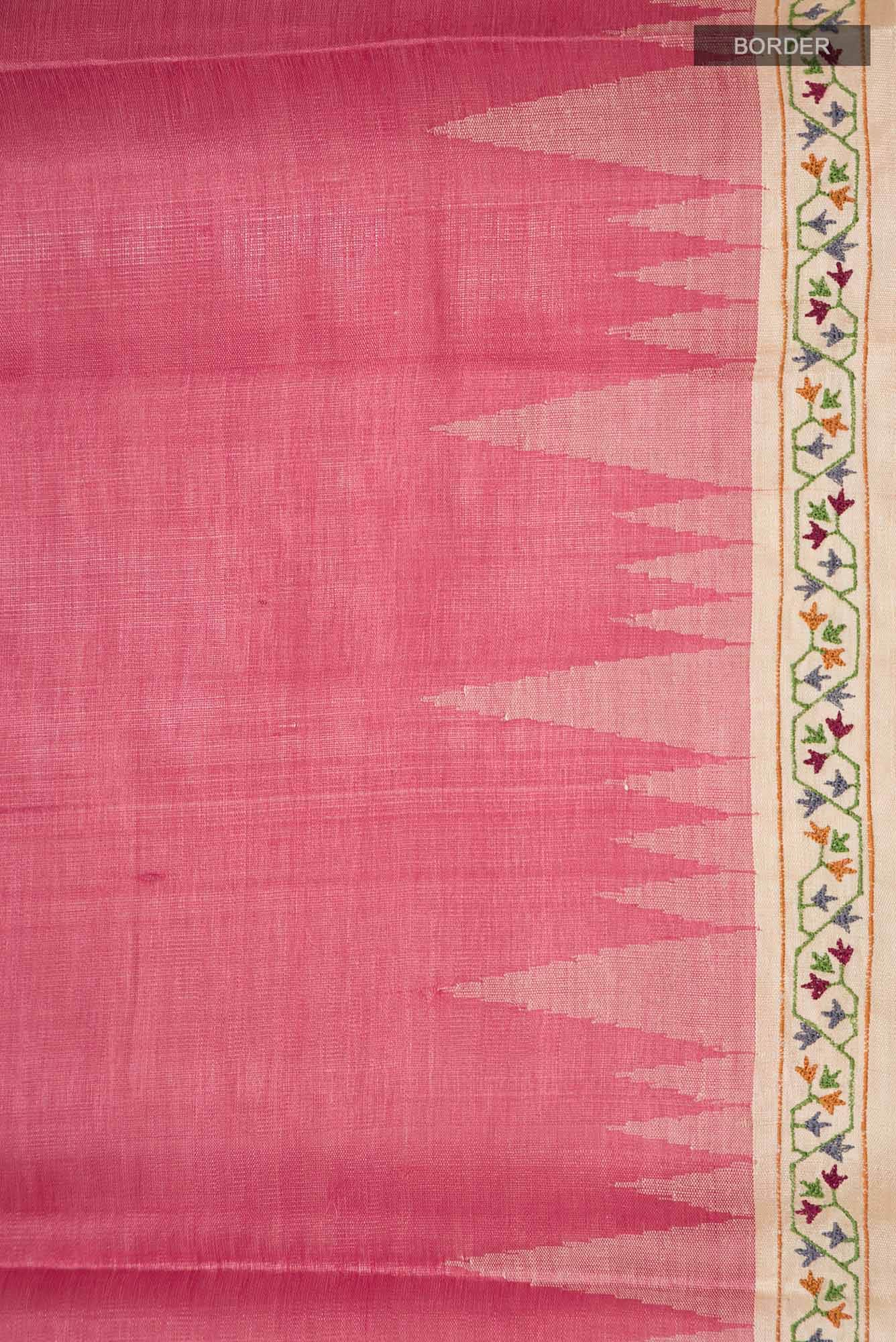 Red Tussar Silk Saree - Image 6